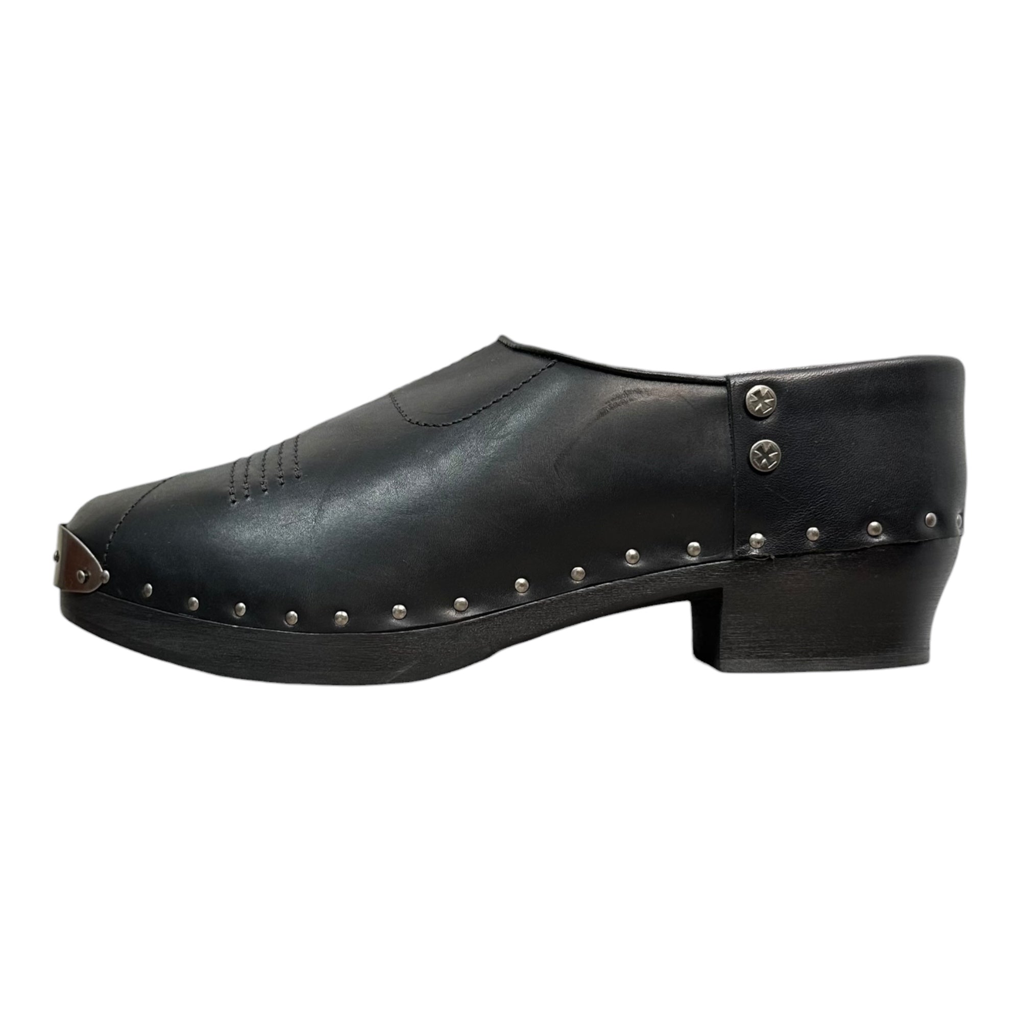 ENFANTS RICHES DEPRIMES(アンファン リッシュ デプリメ) Studded Leather Clogs スタッズ レザー クロッグス メタル スリッポン 40 ブラック×シルバー NUBIANなど取扱 ERD