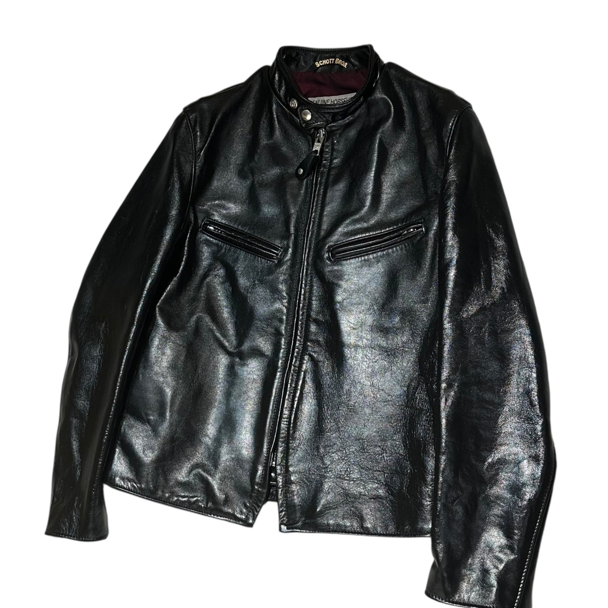 SCHOTT(ショット) Horsehide Cafe Racer Riders Jacket ホースハイド カフェレーサー ライダース ジャケット 馬革 641XXH 38(S~M程度) ブラック