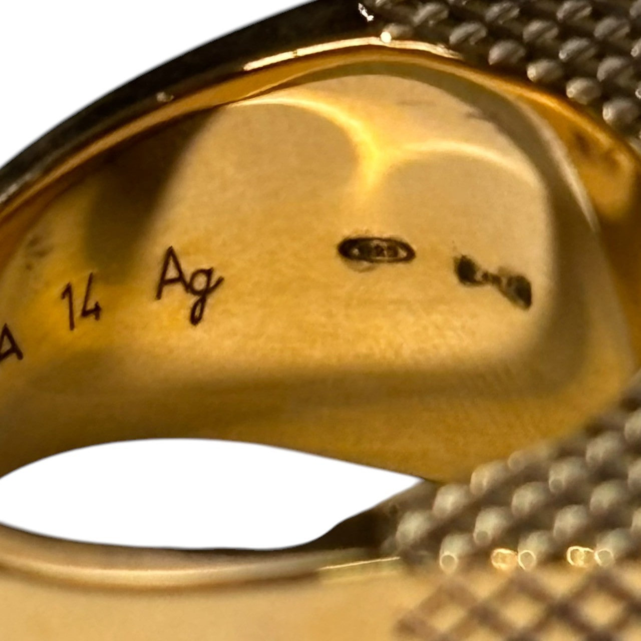 BALENCIAGA(バレンシアガ) 925 Silver Gold Seal Ring ゴールド 印台 リング 14(14号程度) ゴールド