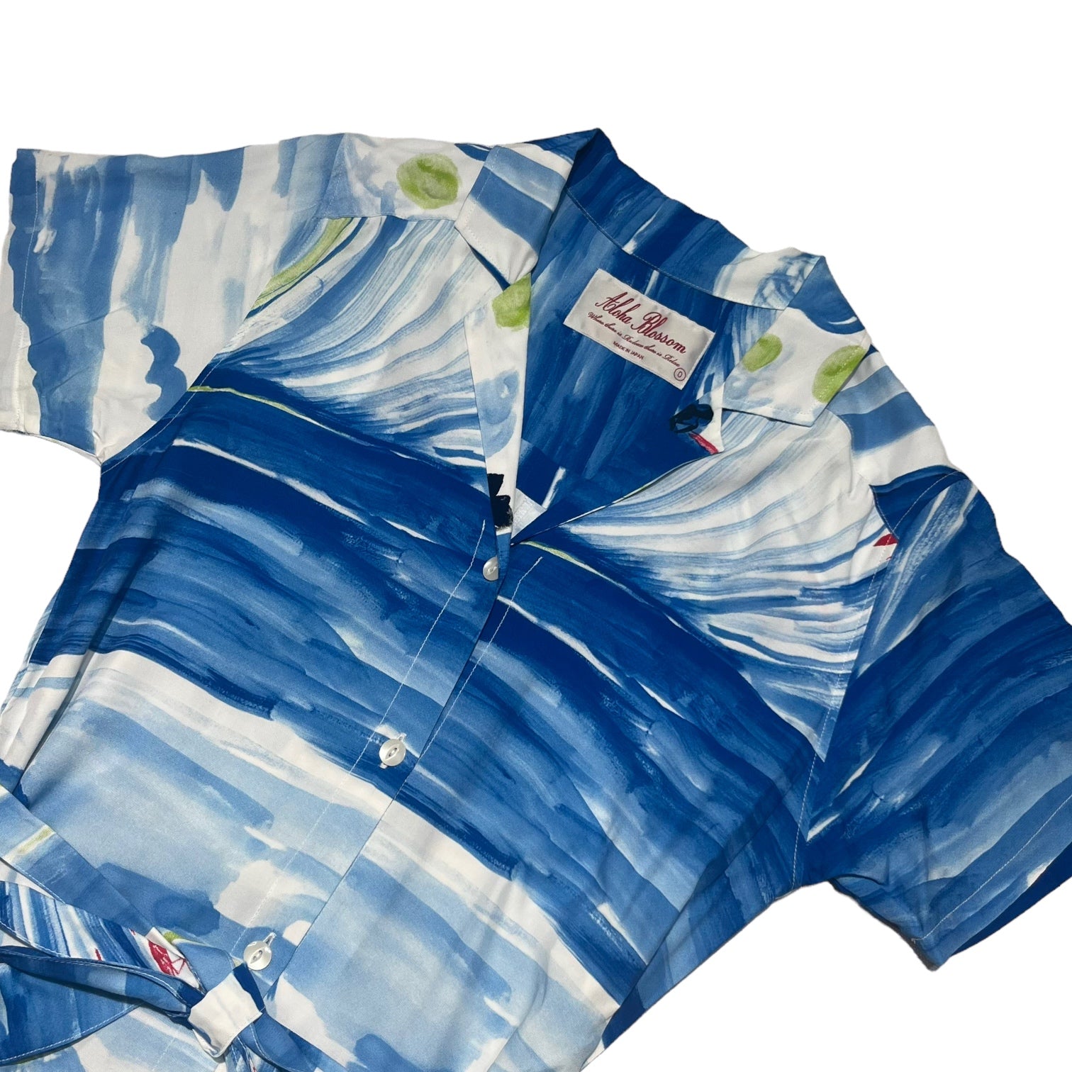 Aloha Blossom(アロハブロッサム) BIG WAVE アロハ 半袖 シャツ ワンピース 0(XS) ブルー