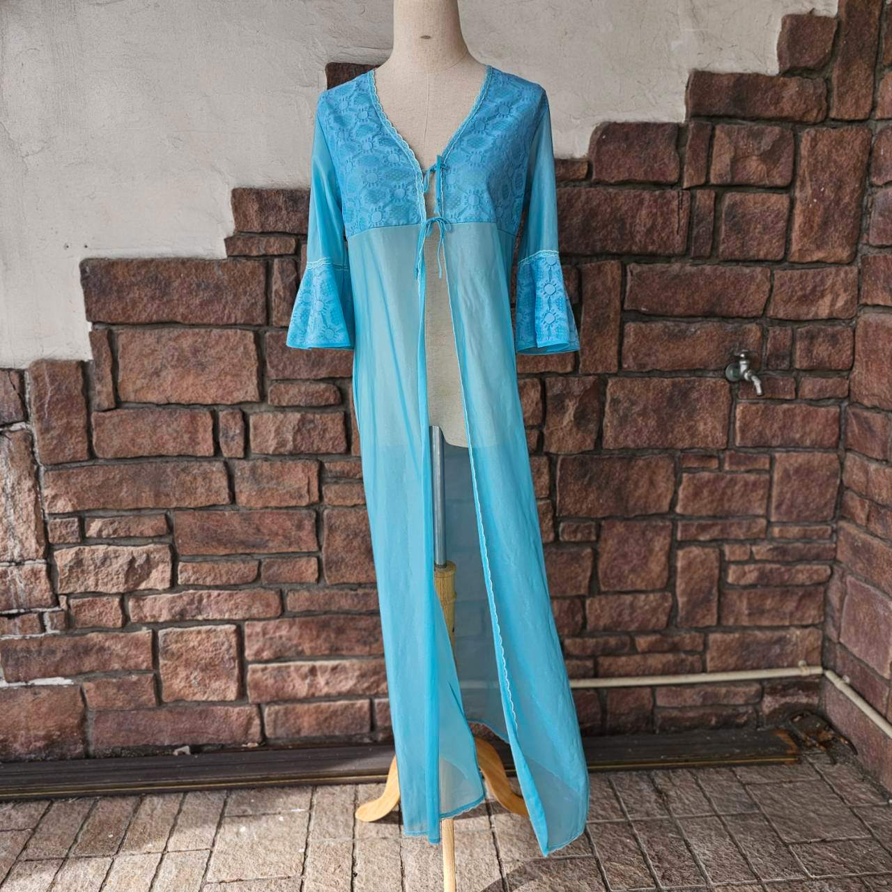 VINTAGE(ヴィンテージ) 90's see-through gown dress シースルー ガウン ワンピース SIZE FREE ライトブルー