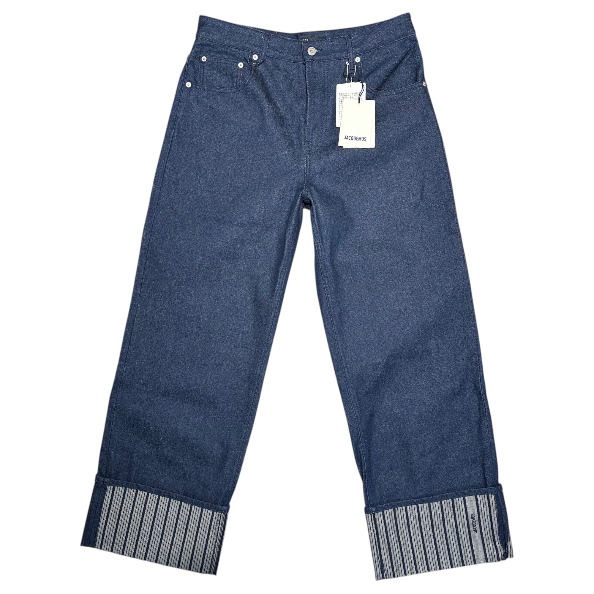 JACQUEMUS(ジャックムス) 24AW Le De-Nimes Large Jeans ロールアップ バギー デニム パンツ 246DE068-1513 32 インディゴ ワイド 参考定価97,400円