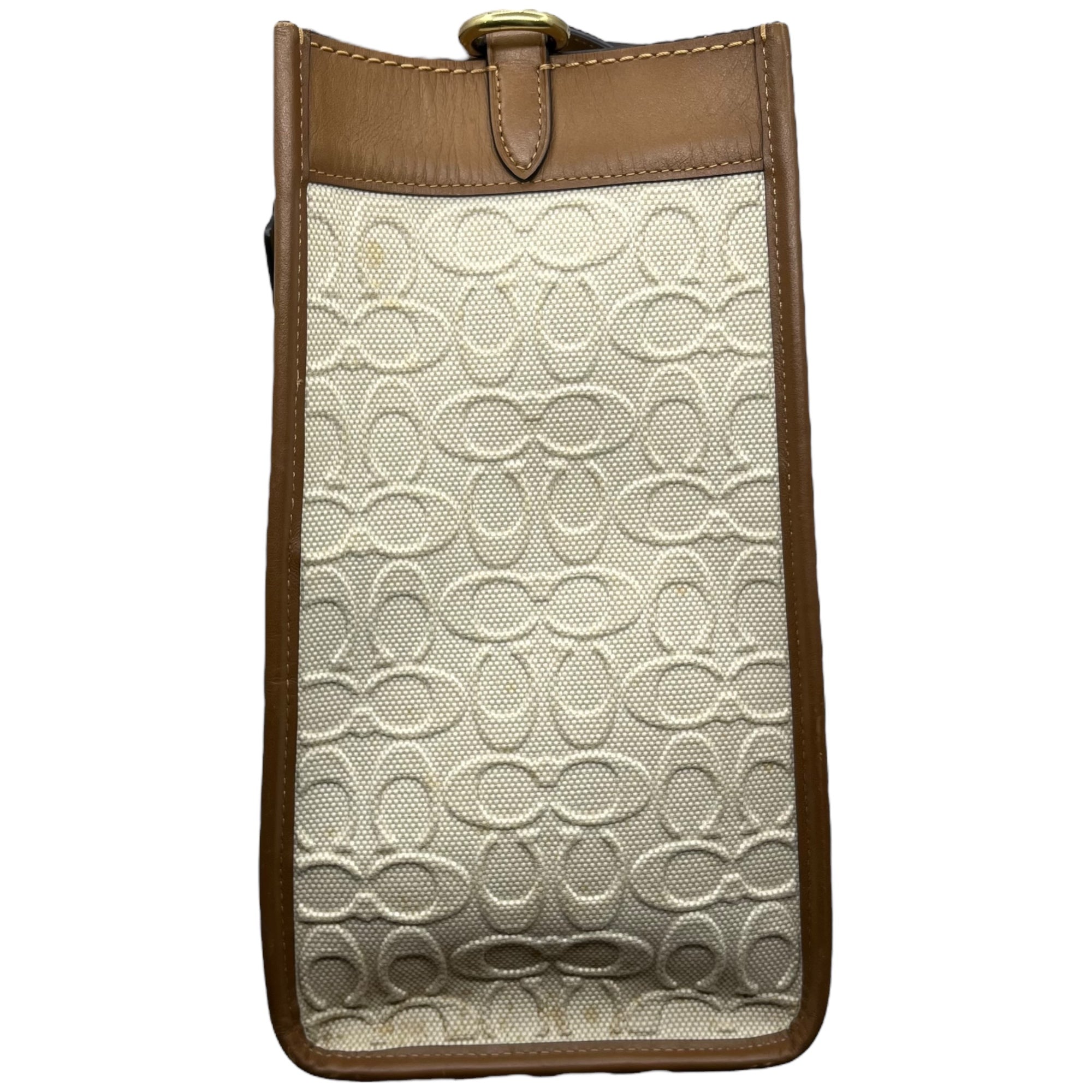 COACH(コーチ) CANBAS LIGHT SADDLE フィールド トート ブラス キャンバス ライト サドル 89165 アイボリー×ブラウン シグネチャー 2WAY ショルダー ハンド バッグ レザー