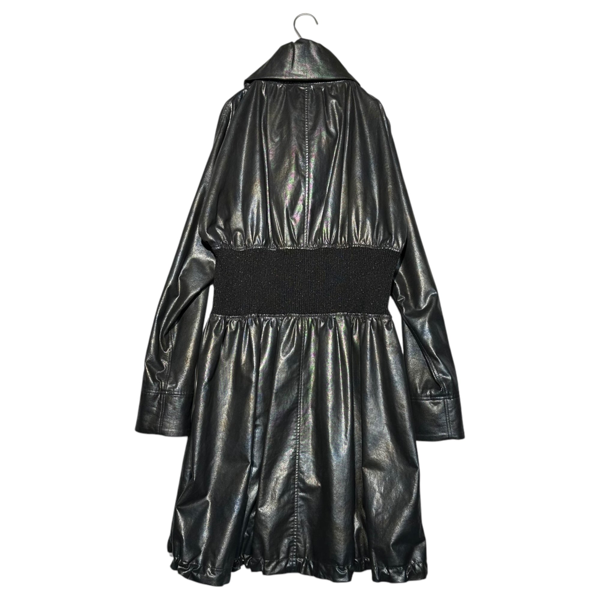 ISSEY MIYAKE(イッセイミヤケ) Eco-leather balloon silhouette waist gather coat エコレザー バルーン シルエット ウエスギャザー コート フェイクレザー IM54FA504 3(L程度) ブラック
