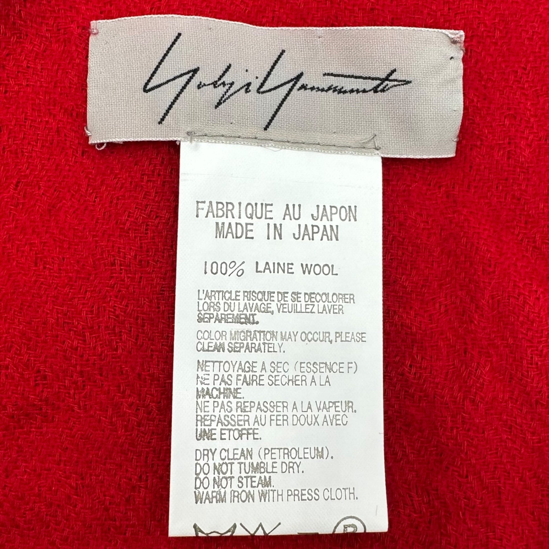YOHJI YAMAMOTO(ヨウジヤマモト) Brand Logo Stitch Wool Stole ブランドロゴ ステッチ ウール ストール NZ-L03-164 レッド