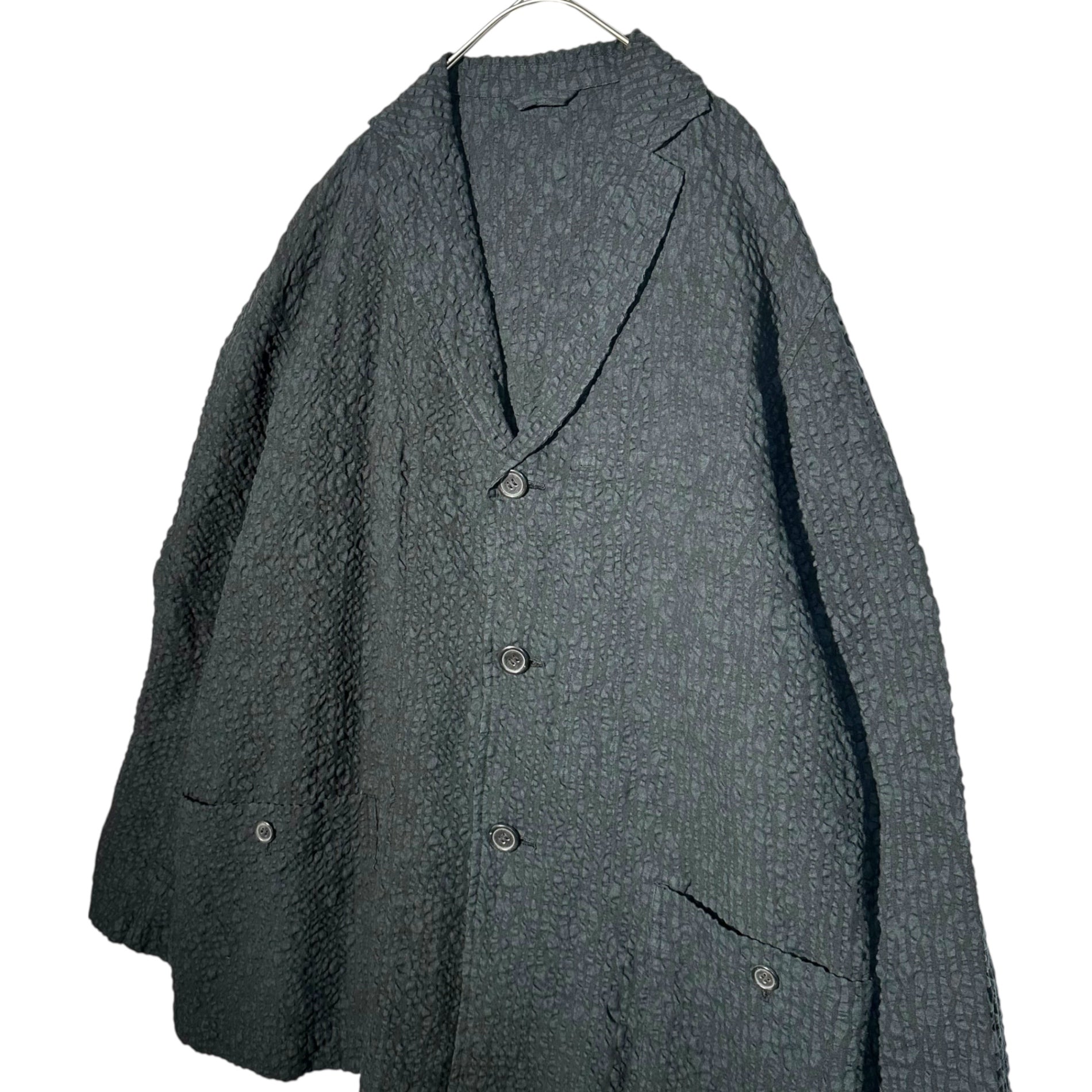 ISSEY MIYAKE MEN(イッセイミヤケメン) 18SS Rippled Front Pockets Casual Jacket リップル加工 フロントポケット カジュアル ジャケット ME81FD246 2(M程度) ネイビー×ブラック