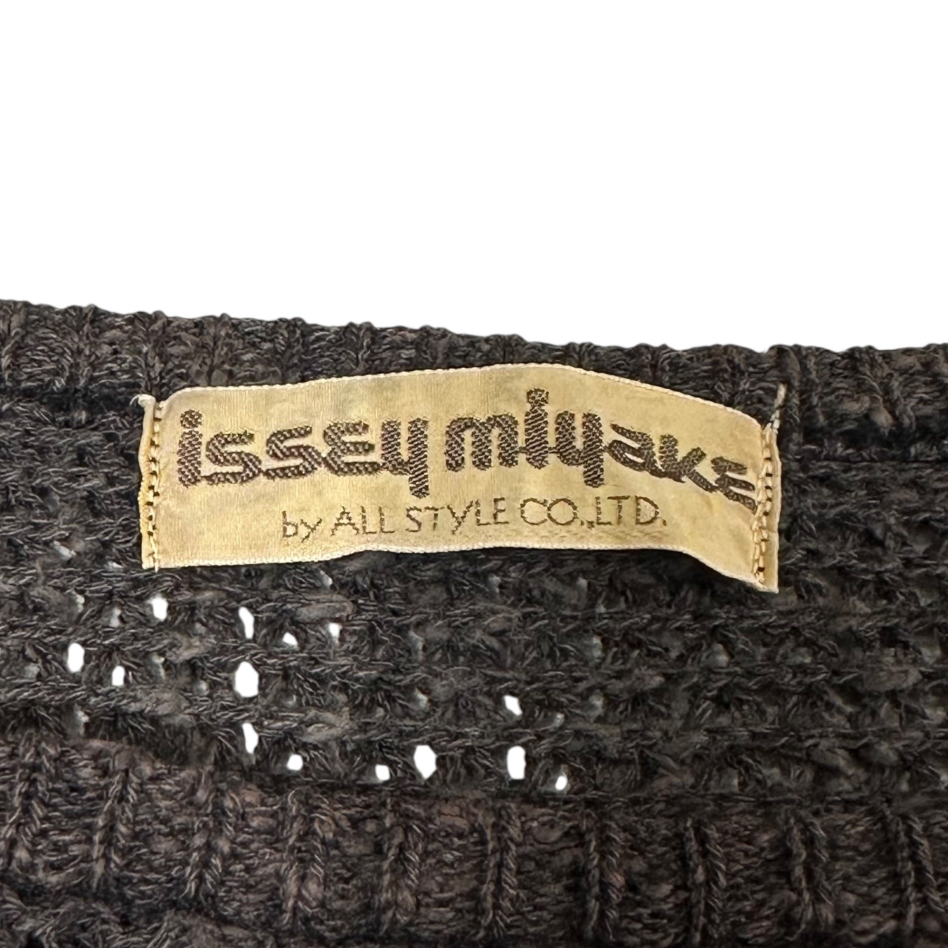 ISSEY MIYAKE(イッセイミヤケ) 70’S Linen blend cotton rayon knit pullover 70年代 リネン混 コットン レーヨン ニット プルオーバー ALL STYLEタグ FREE ブラウン 本人期 稀少品 アーカイヴ