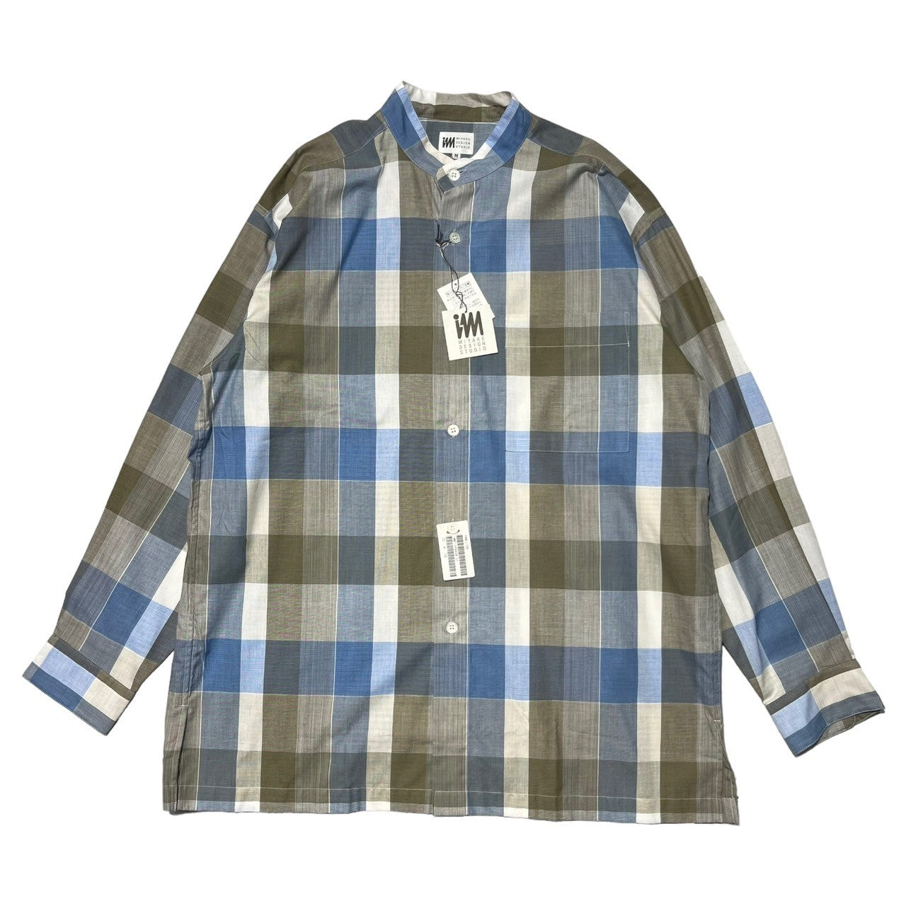 MIYAKE DESIGN STUDIO(ミヤケデザインスタジオ) 80's ~ 90's check band collar shirt チェック バンドカラー シャツ ハミルトン社製 IMMT HP4408-31 M スカイブルー×グレー 80年代 ~ 90年代 ヴィンテージ アーカイブ