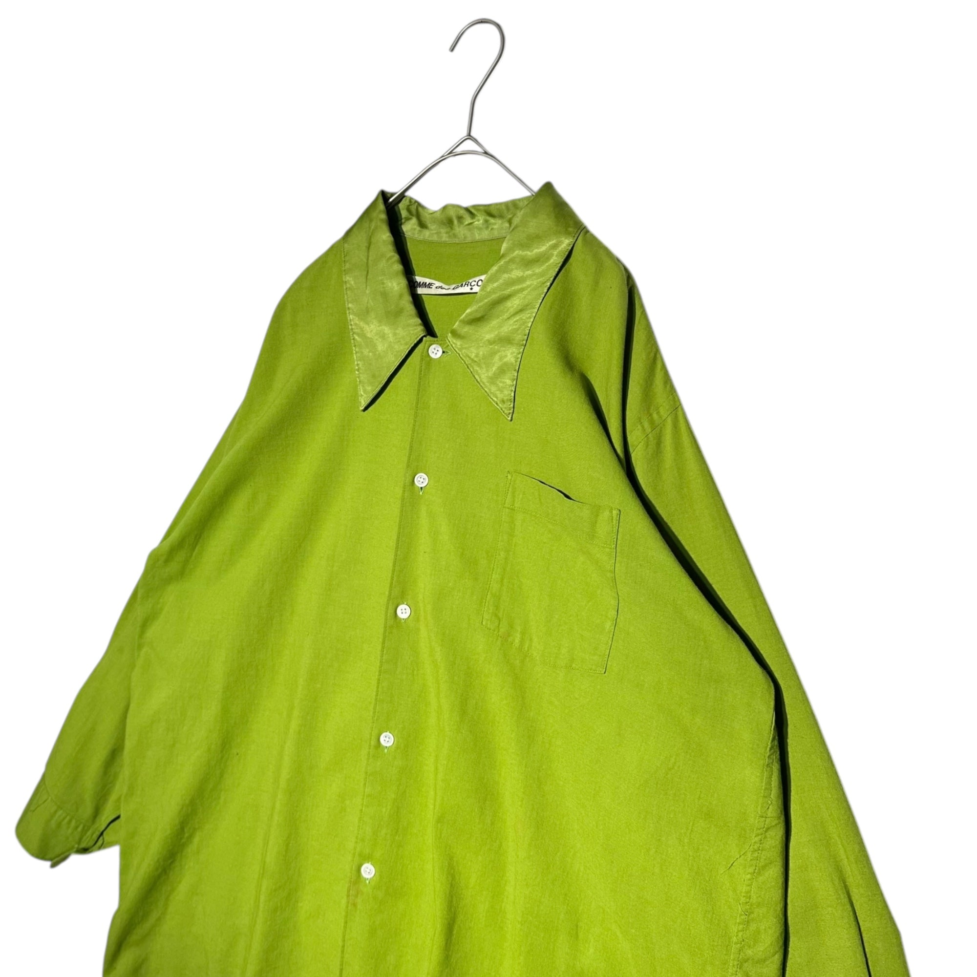 COMME des GARCONS(コムデギャルソン) 80's Vintage Collar Satin Switch Oversize Shirt ヴィンテージ 襟サテン 切替 オーバー サイズ シャツ GB050170 表記無(メンズL程度) グリーン 80年代 ヴィンテージ デカ襟