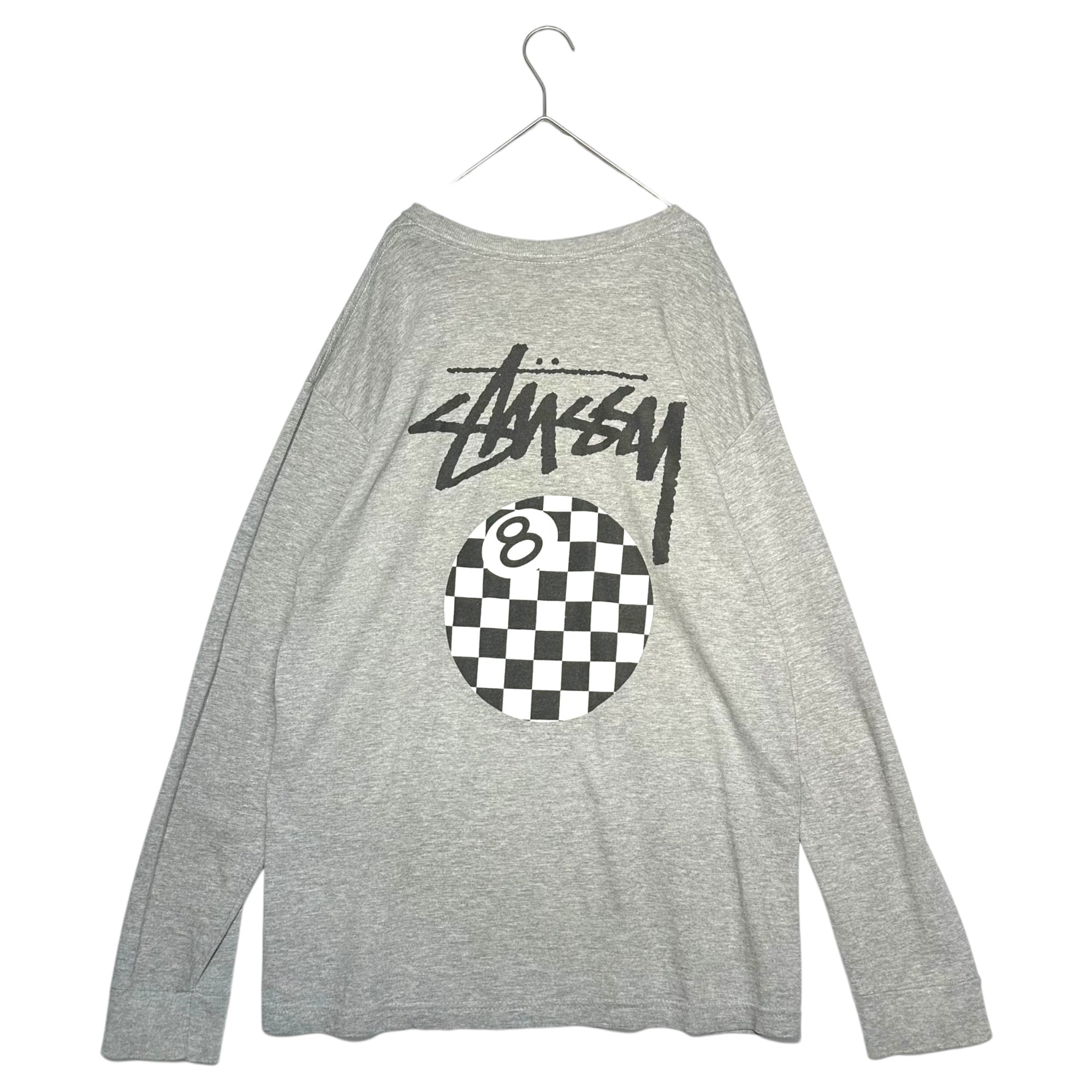 STUSSY(ステューシー) 00's Eight Ball Long Sleeve T-Shirt エイトボールロングスリーブTシャツ L グレー×ブラック