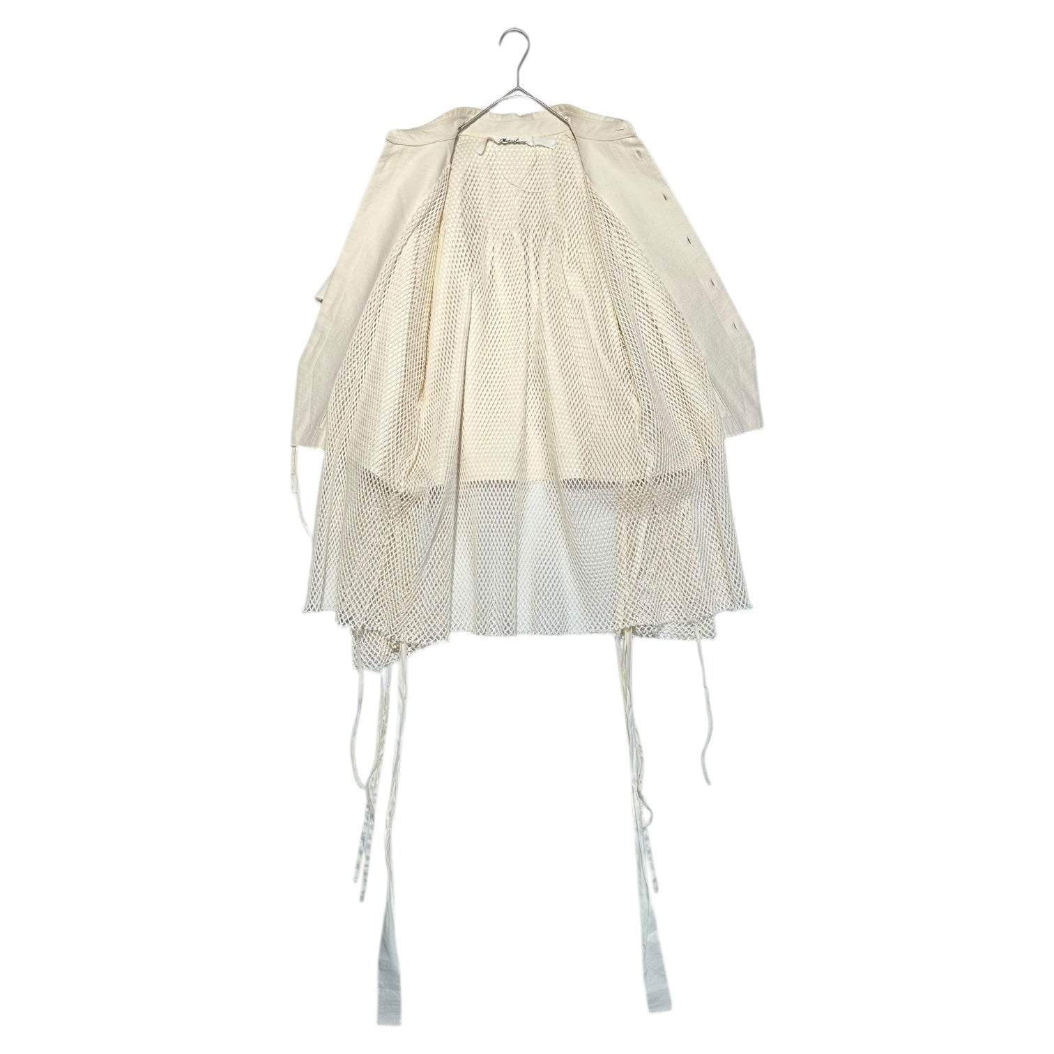 Midorikawa(ミドリカワ) 23SS Mesh layered drawcord organic shirt メッシュ レイヤード ドローコード オーガニック コットン シャツ MID23SS-SH03 FREE アイボリー