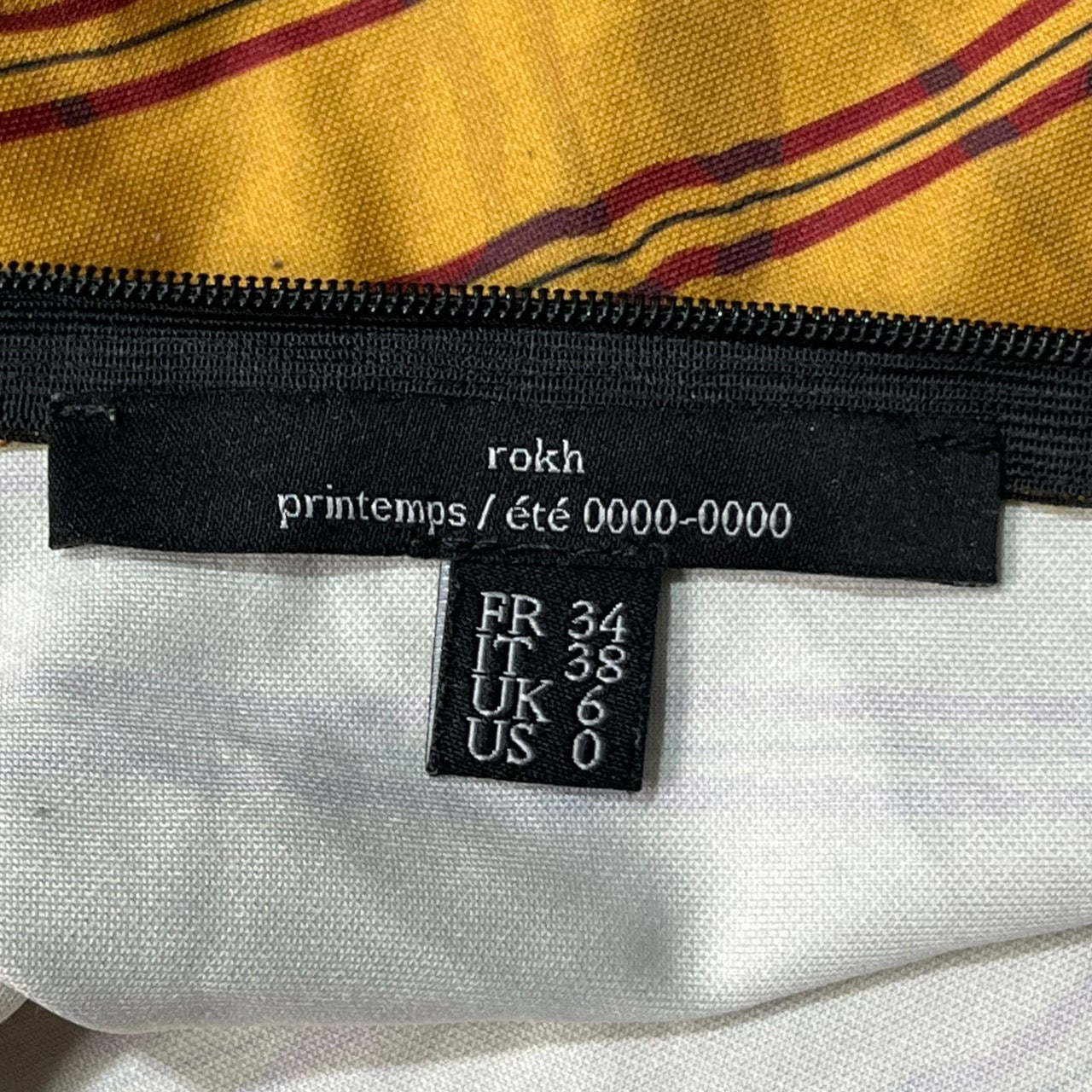 Rokh(ロク) "rokh0000-0000"ストライプジャージーハイネックカットソー 34(Sサイズ程度) イエロー×レッド