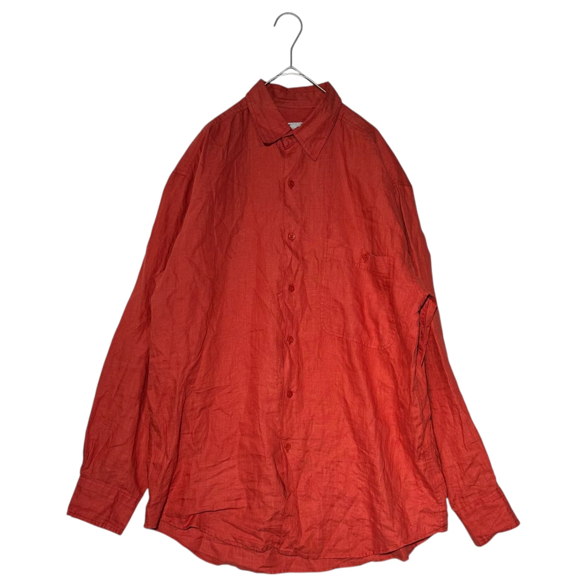 GOOUCH(グーチ) Small Collar Linen L/S Shirt スモールカラー リネン 長袖 シャツ S レッド