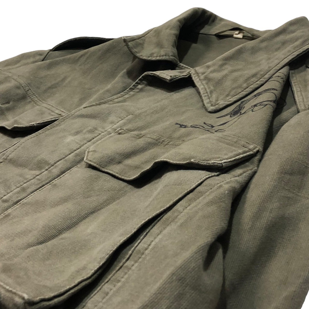 MARQUARDT SCHULZ(マーカートシュルツ) OLD CUSTUM FATIGUE JACKET オールド カスタム ファティーグ ジャケット ミリタリー スヌーピー SIZE M程度 カーキ ドイツ軍
