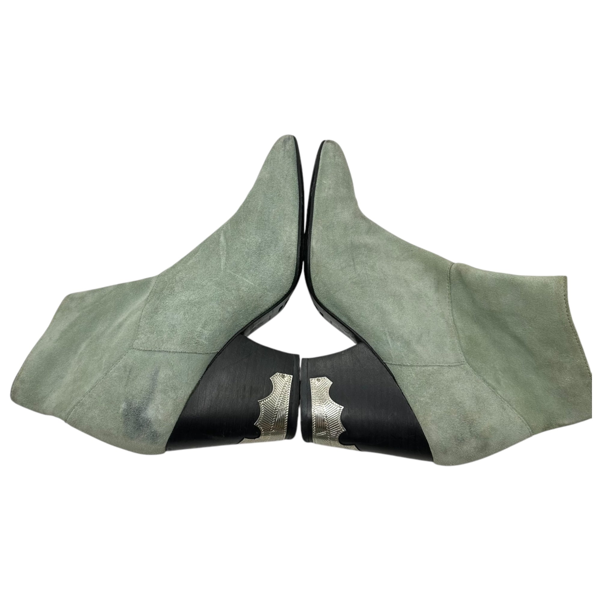 TOGA PULLA(トーガプルラ) western suede lace-up boots ウエスタン スウェード レザー レースアップ ブーツ 37(23.5cm) ミント グリーン ヒール