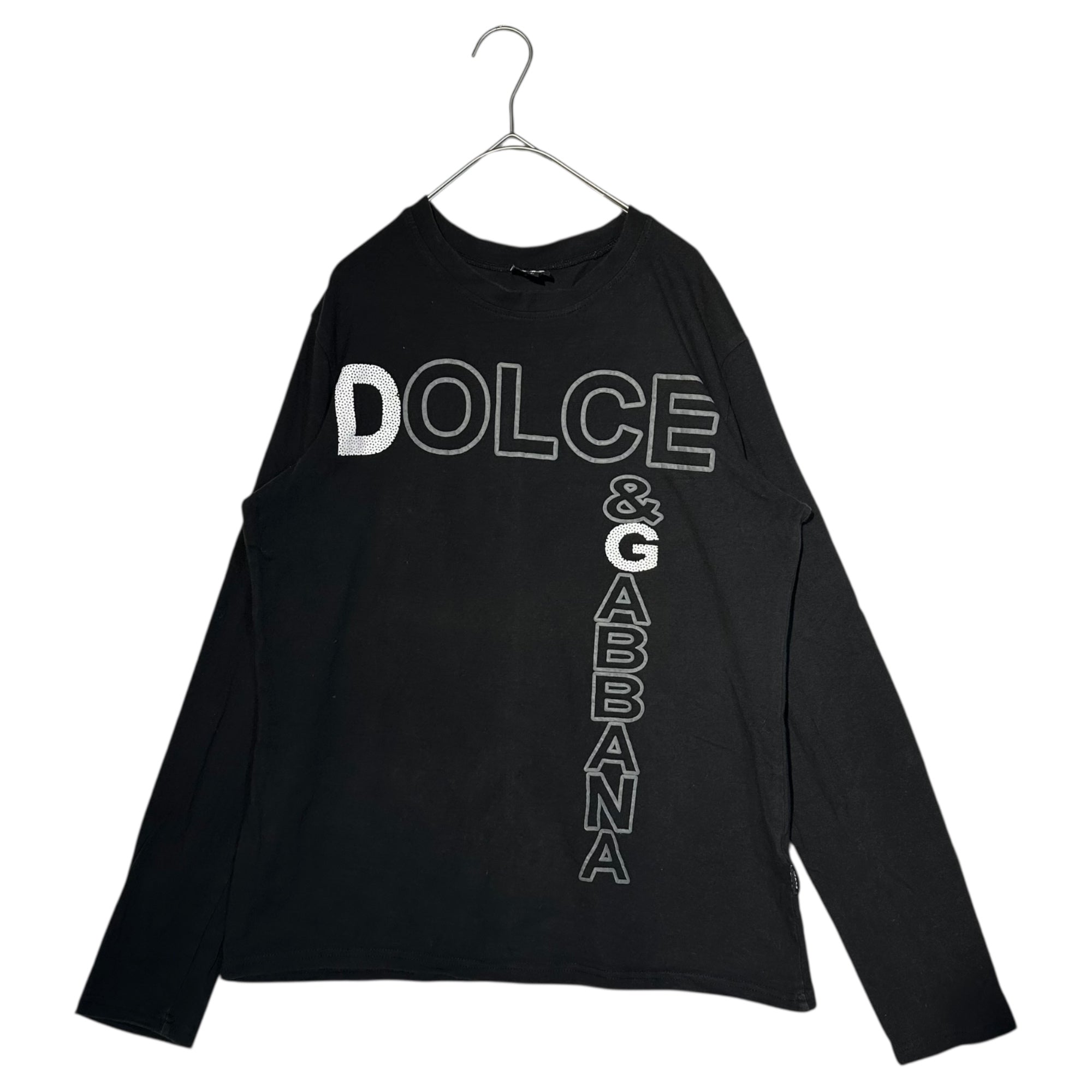 D&G(ディー&ジードルガバドルチェ&ガッバーナ) Logo Stretch Long Sleeve Cut and Sewn ロゴ ストレッチ 長袖 カットソー L ブラック