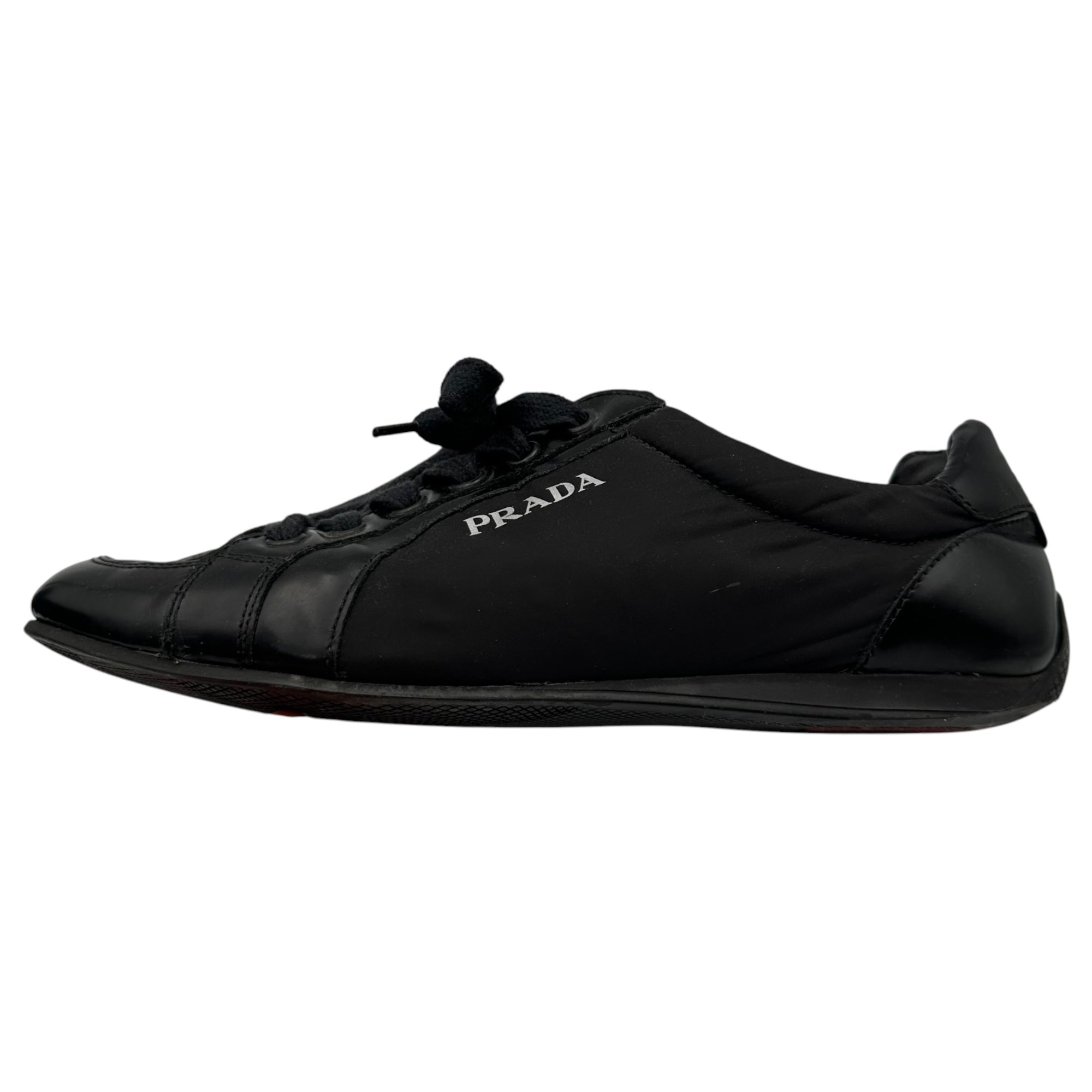 PRADA SPORT(プラダスポーツ) Low-Profile Nylon Leather Sneakers 薄底 ナイロン レザー スニーカー 4703 38(24.5cm程度) ブラック