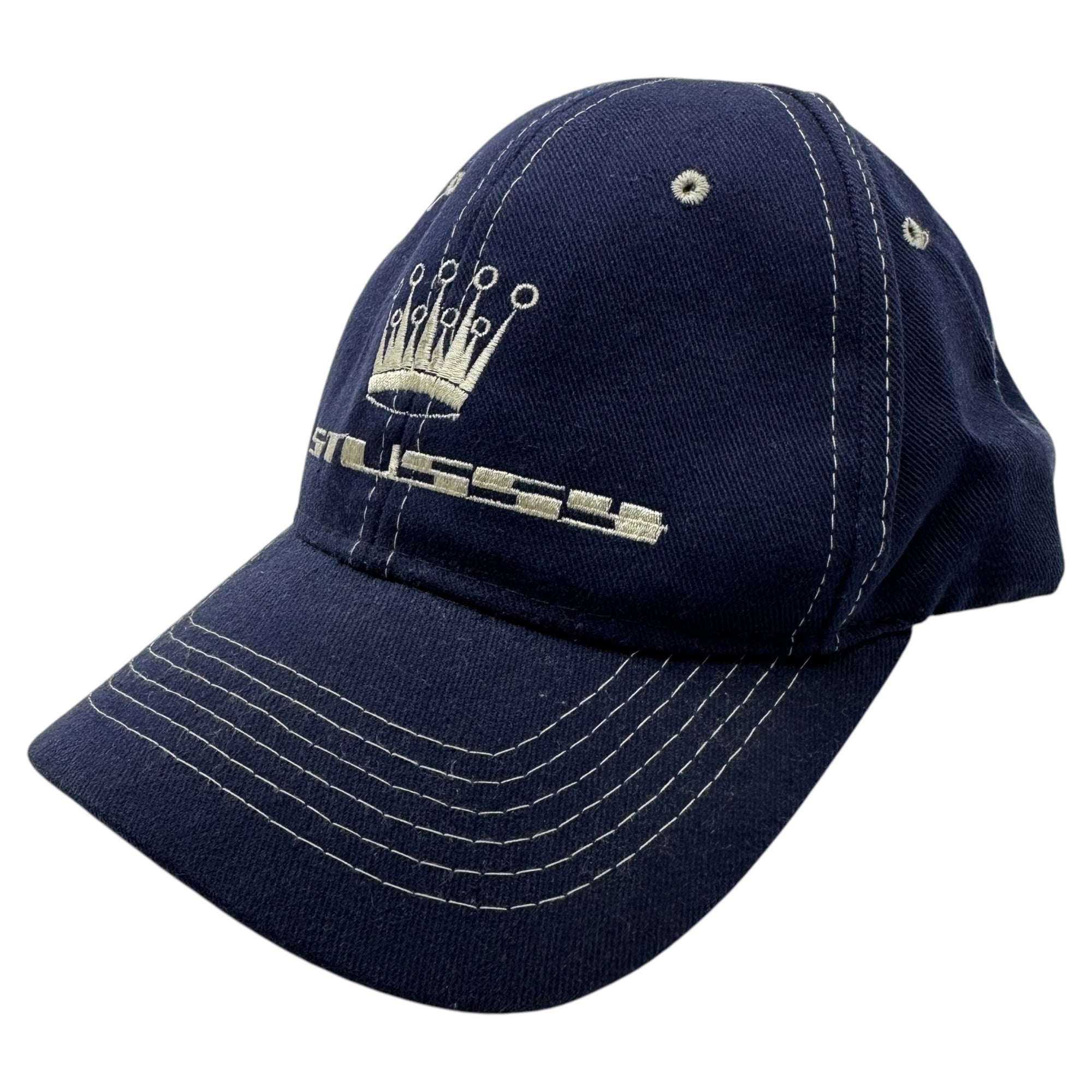 STUSSY(ステューシー) 90’s Crown Logo Embroidery Snapback Cap クラウン キャップ スナップ バッグ キャップ ネイビー 90年代 ヴィンテージ 帽子