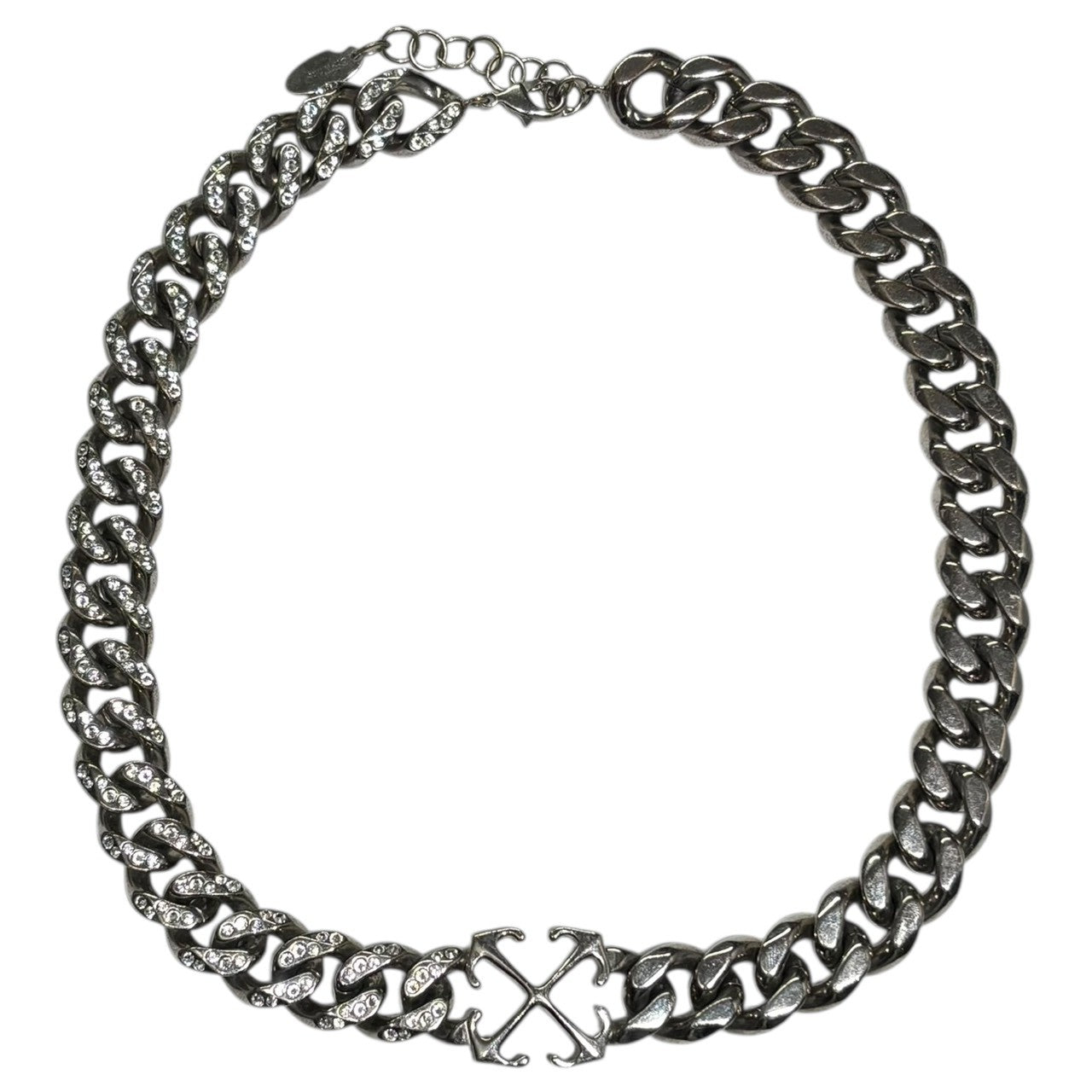 Off-White(オフホワイト) Arrow Chain Necklace With Strass アロー チェーン ネックレス ラインストーン OMOB15BF24MET0017272 シルバー 喜平