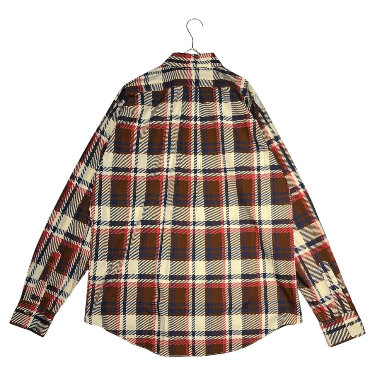 BAPE BY A BATHING APE(ベイプ バイ アベイシングエイプ) 00's Tartan check one point logo L/S shirt タータンチェック ワンポイントロゴ 長袖 シャツ XL ブラウン×レッド