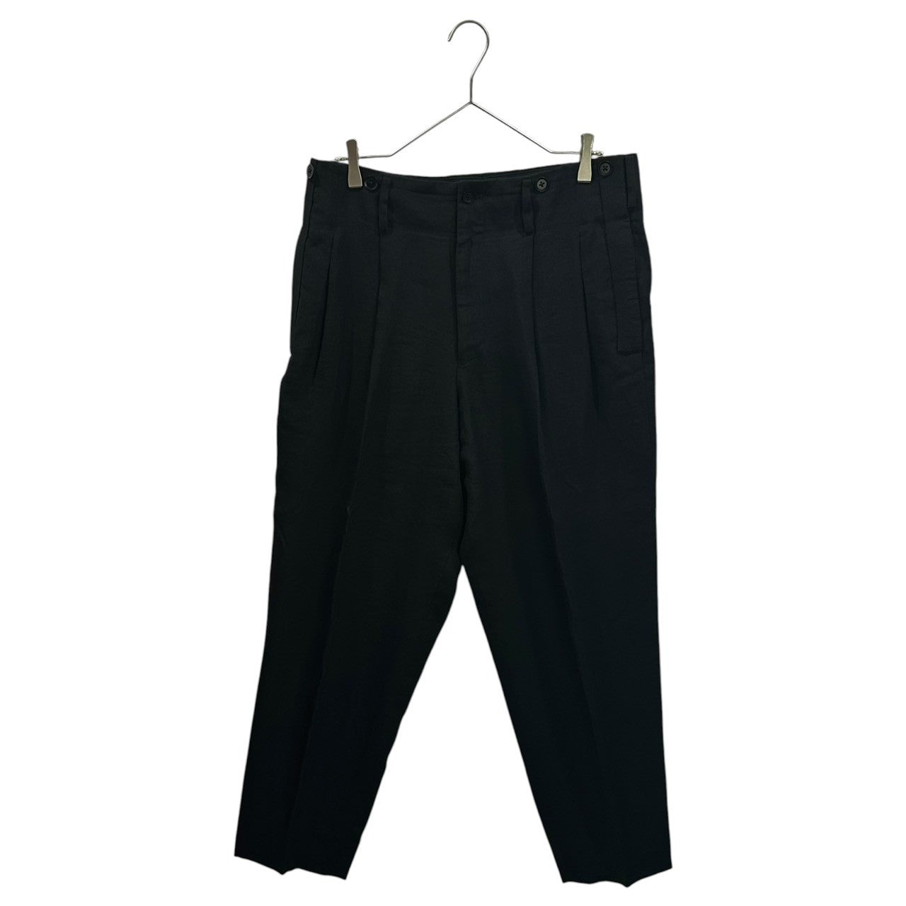 YOHJI YAMAMOTO POUR HOMME(ヨウジヤマモトプールオム) 2014SS Shoulder-Strap Design Linen Wide-Leg Pants Set ショルダー デザイン リネン ワイドパンツ セットアップ JKT:HG-J97-303 BOTTOMS:HG-P96-303 3(L程度) ブラック