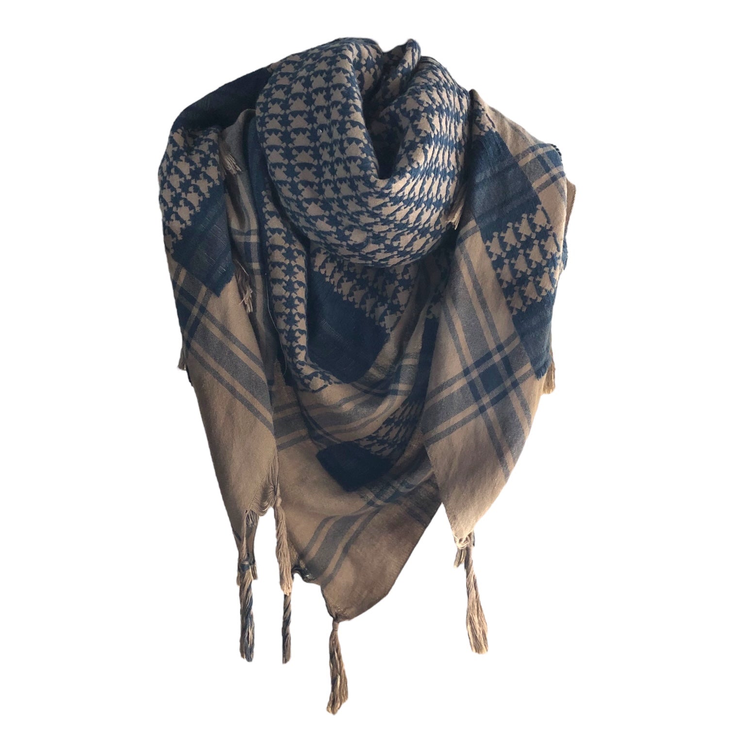 UNDERCOVER(アンダーカバー) ダイヤボーン柄アフガンストール ブラウン×ネイビー DAVF期 (DECORATED ARMED VOLUNTARY FORCES)"期