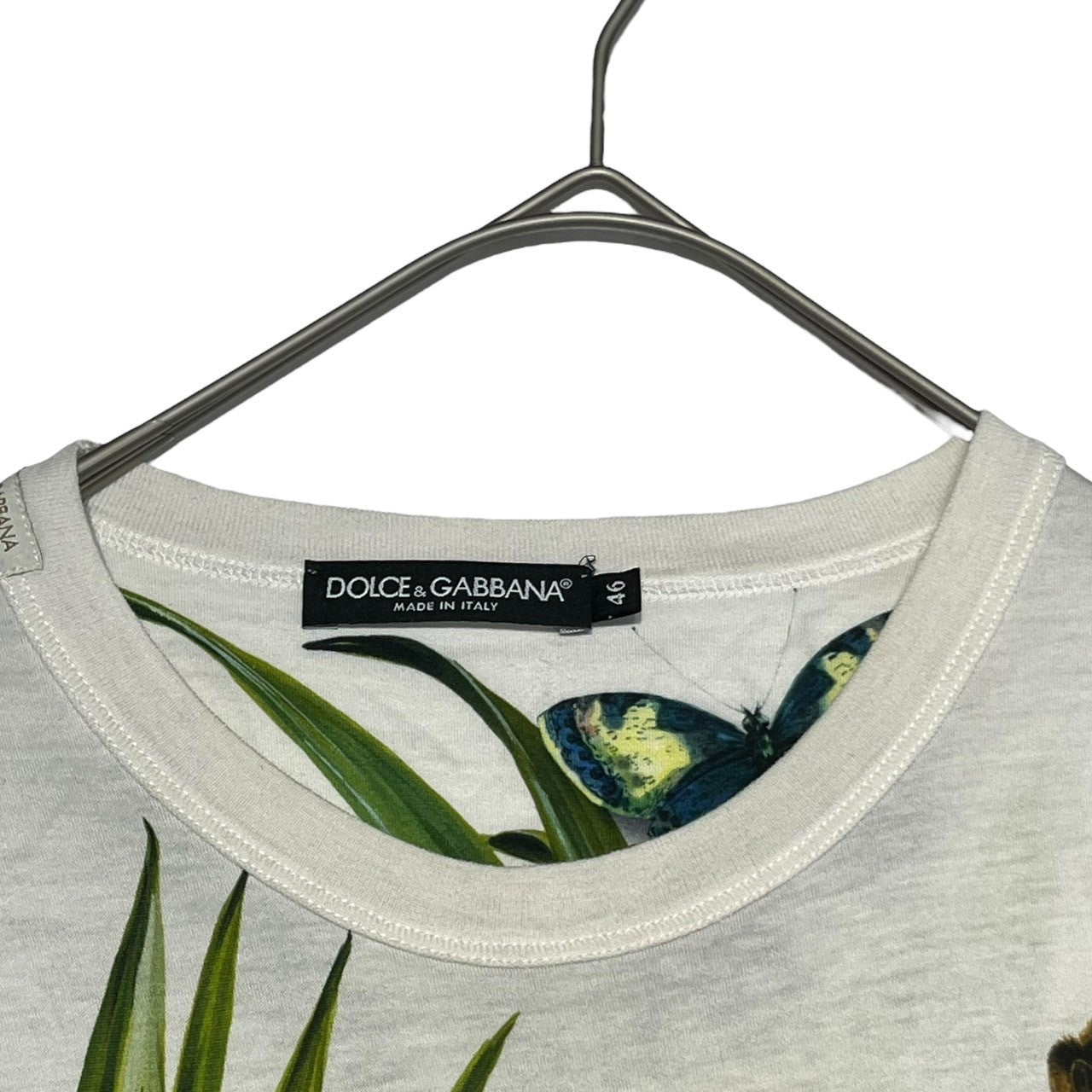 DOLCE&GABBANA(ドルチェ&ガッバーナドルガバ) 17AW Plant & Bee Print T-Shirt 植物 蜂 ハチ プリント Tシャツ G8HI7T/HP7JQ S ホワイト×グリーン