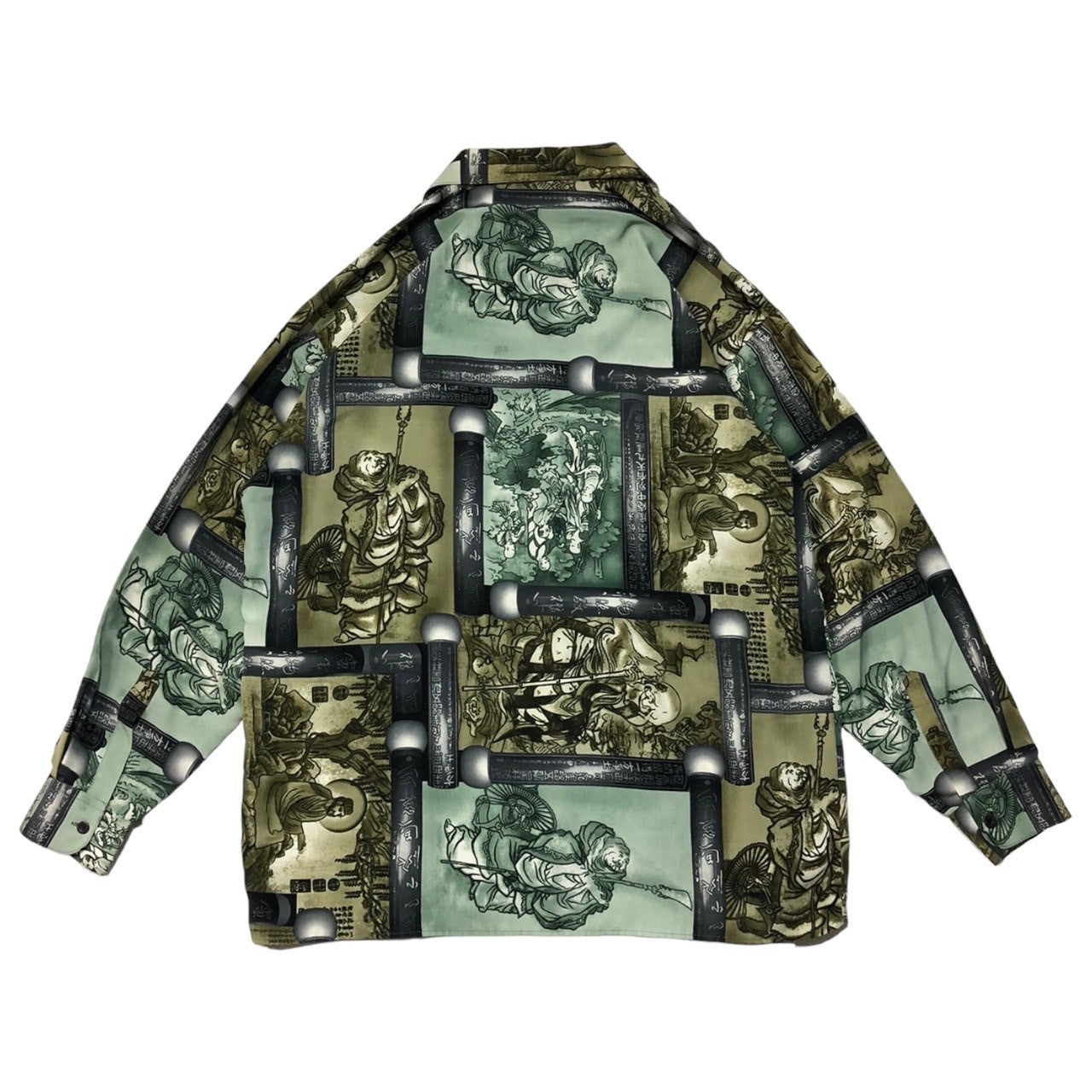 信 TRUST(トラスト) 90~00's中国絵巻柄L/Sシャツ XL グリーン