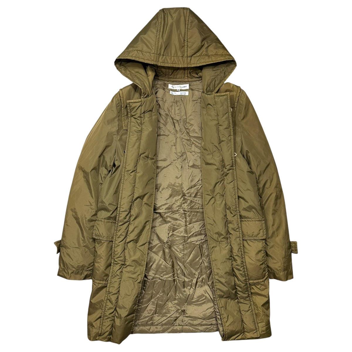 COMME des GARCONS SHIRT(コムデギャルソンシャツ) 2000's Nylon-Lined Duffle Coat ナイロン 中綿 ダッフルコート M カーキ 00s アーカイブ