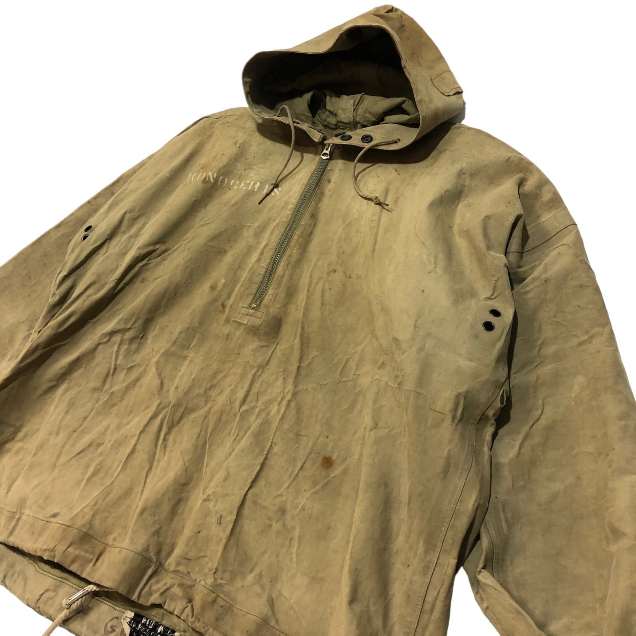 US NAVY(アメリカ海軍) 1940's~ N2 PULLOVER RAIN PARKA/ヴィンテージプルオーバーレインパーカー NOs 99086 MEDIUM カーキ 最初期型 TALONジップ NAVY DEPARTMENT 40年代~ 実物/軍物