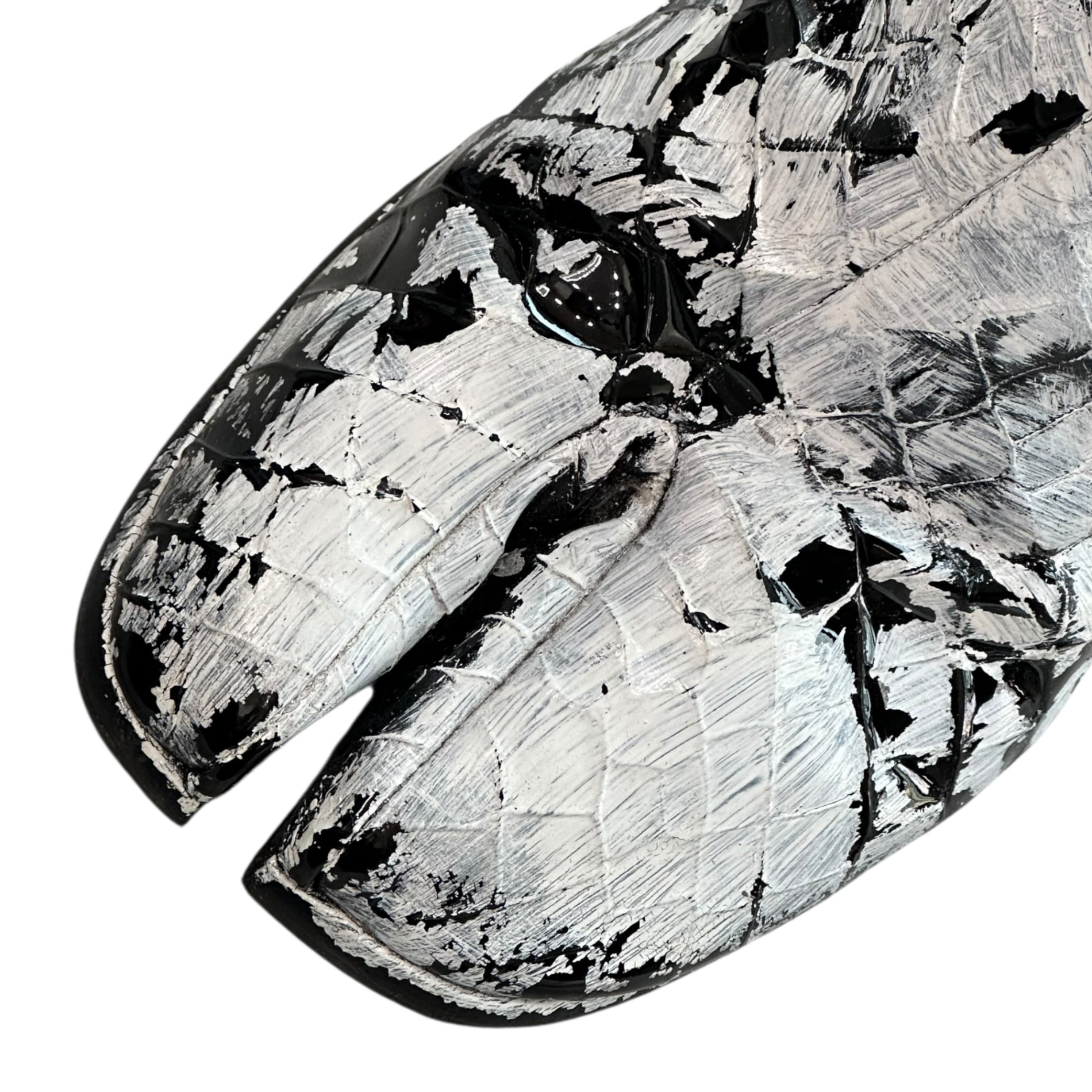 MAISON MARGIELA(メゾンマルジェラ) 21AW TABI BOOTS - Crocodile Embossed Leather Bianquet 足袋 ブーツ クロコ 型押し レザー ペンキ S57WU0132 43(27.5cm程度) ホワイト×ブラック