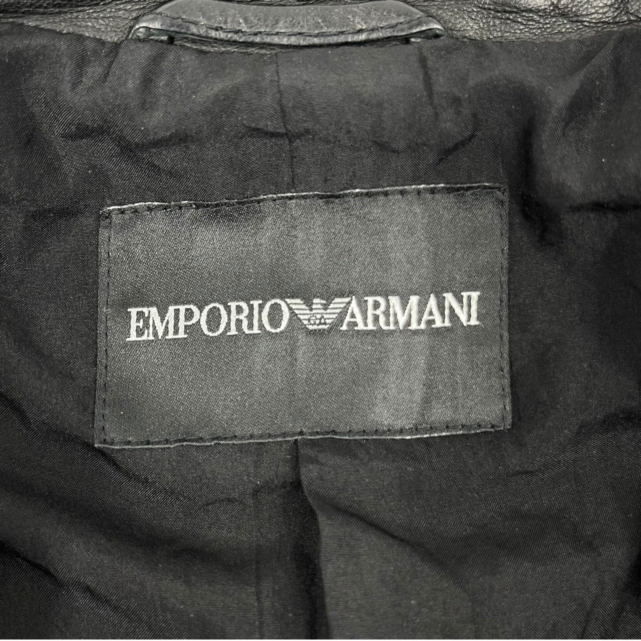 EMPORIO ARMANI(エンポリオアルマーニ) Silk tulle leather jacket シルク チュール レザー ジャケット 34(S程度) ブラック