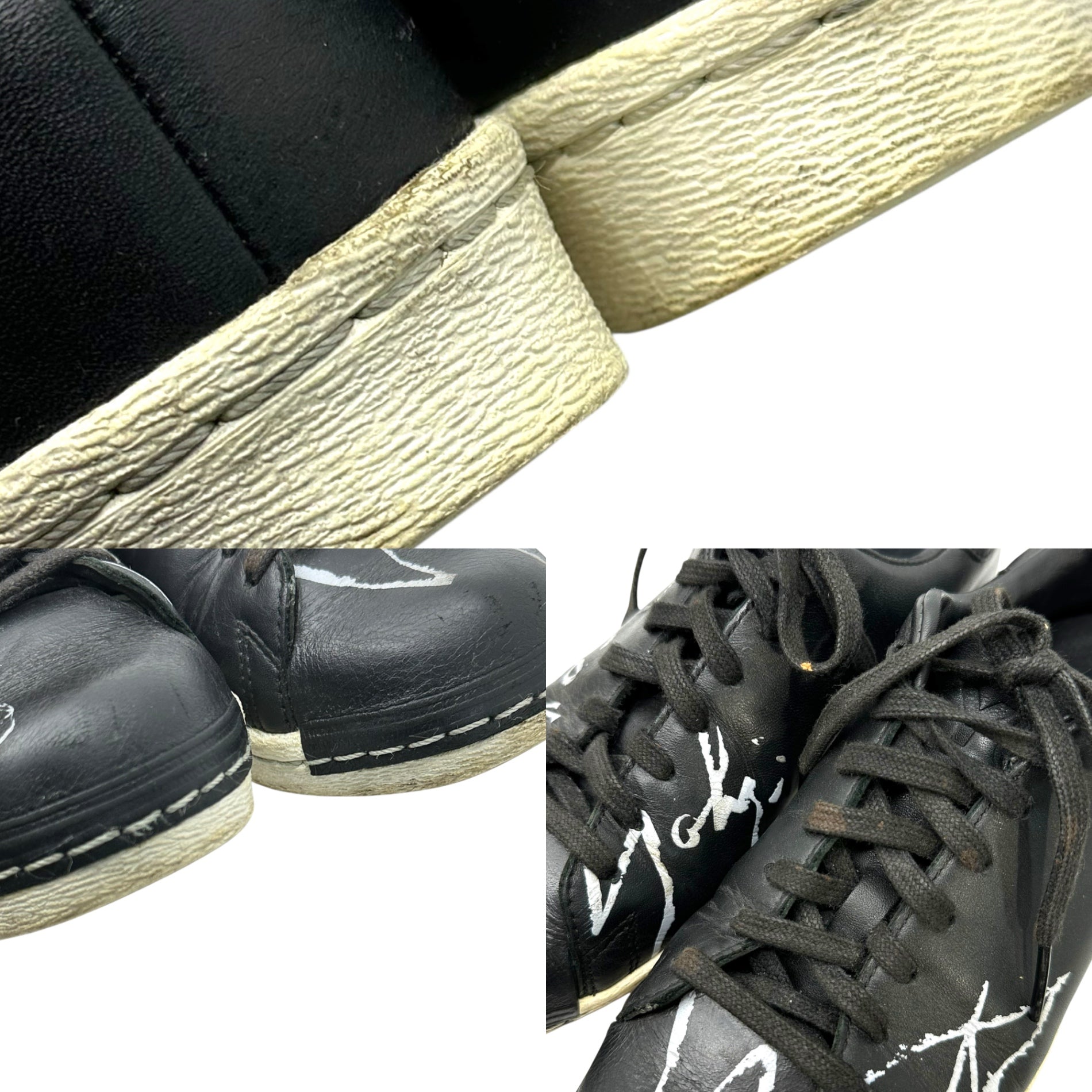 Y-3(ワイスリー) Signature Logo Low Cut Leather Sneakers シグネチャー ロゴ ローカット レザー スニーカー EF2264 24.0cm ブラック×ホワイト