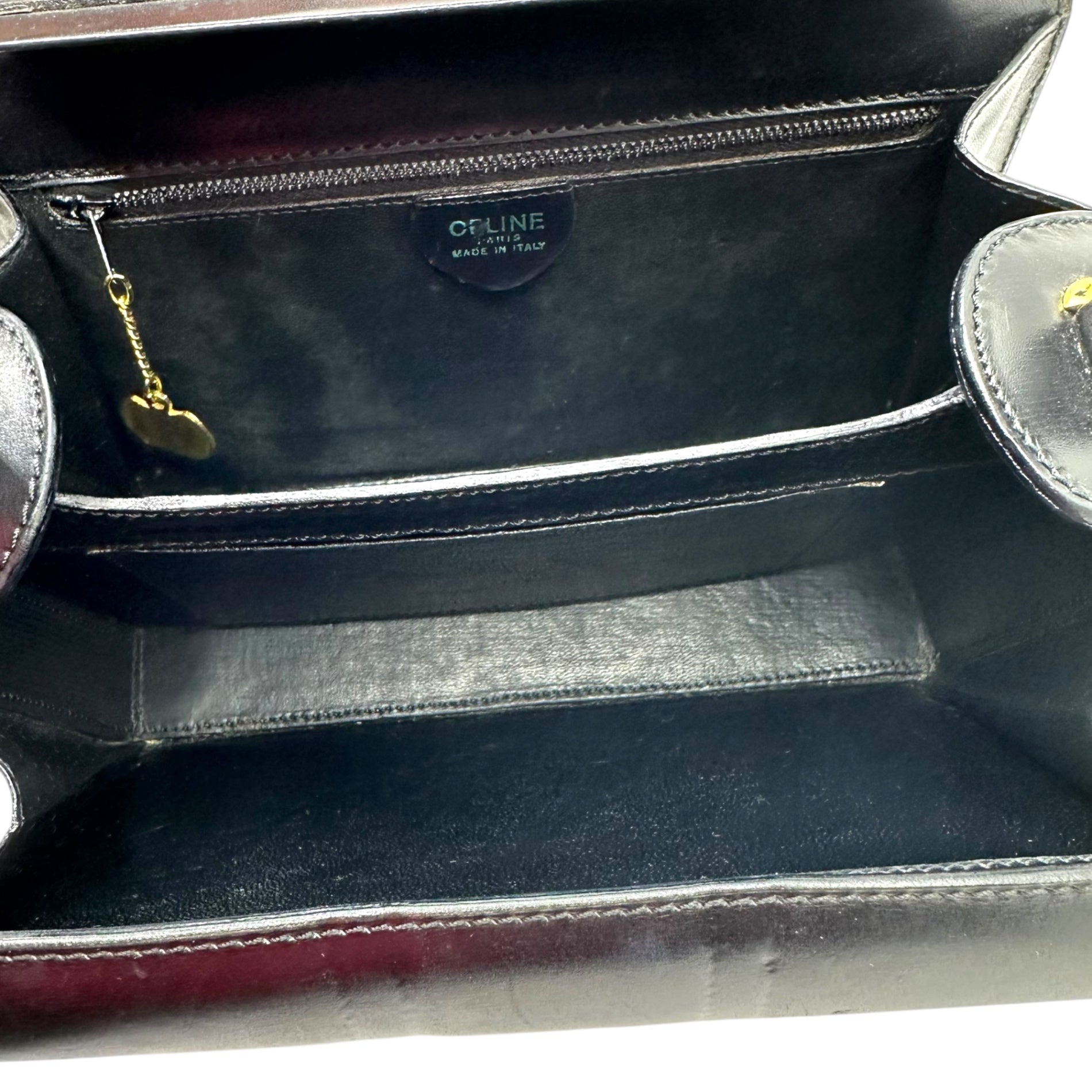 CELINE(セリーヌ) Vintage gold hardware leather handbag ヴィンテージ ゴールド 金具 レザー ハンド バッグ F01 ブラック OLD 金