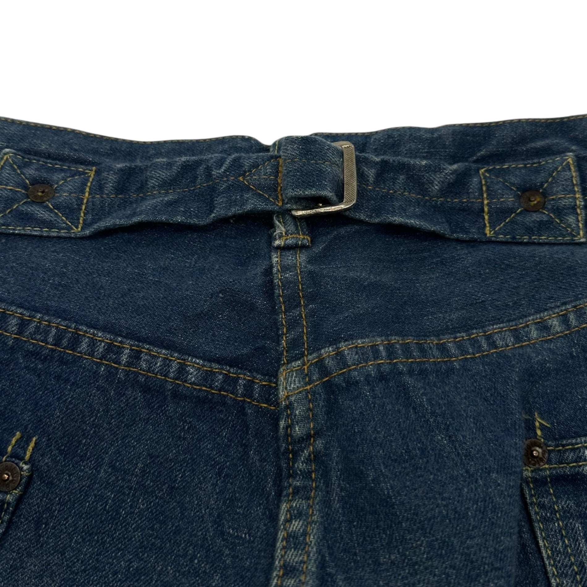 TENDERLOIN(テンダーロイン) Vintage Finish Cinchback Straight Denim Pants ヴィンテージ加工 シンチバック ストレート デニム パンツ 36 ライトインディゴ