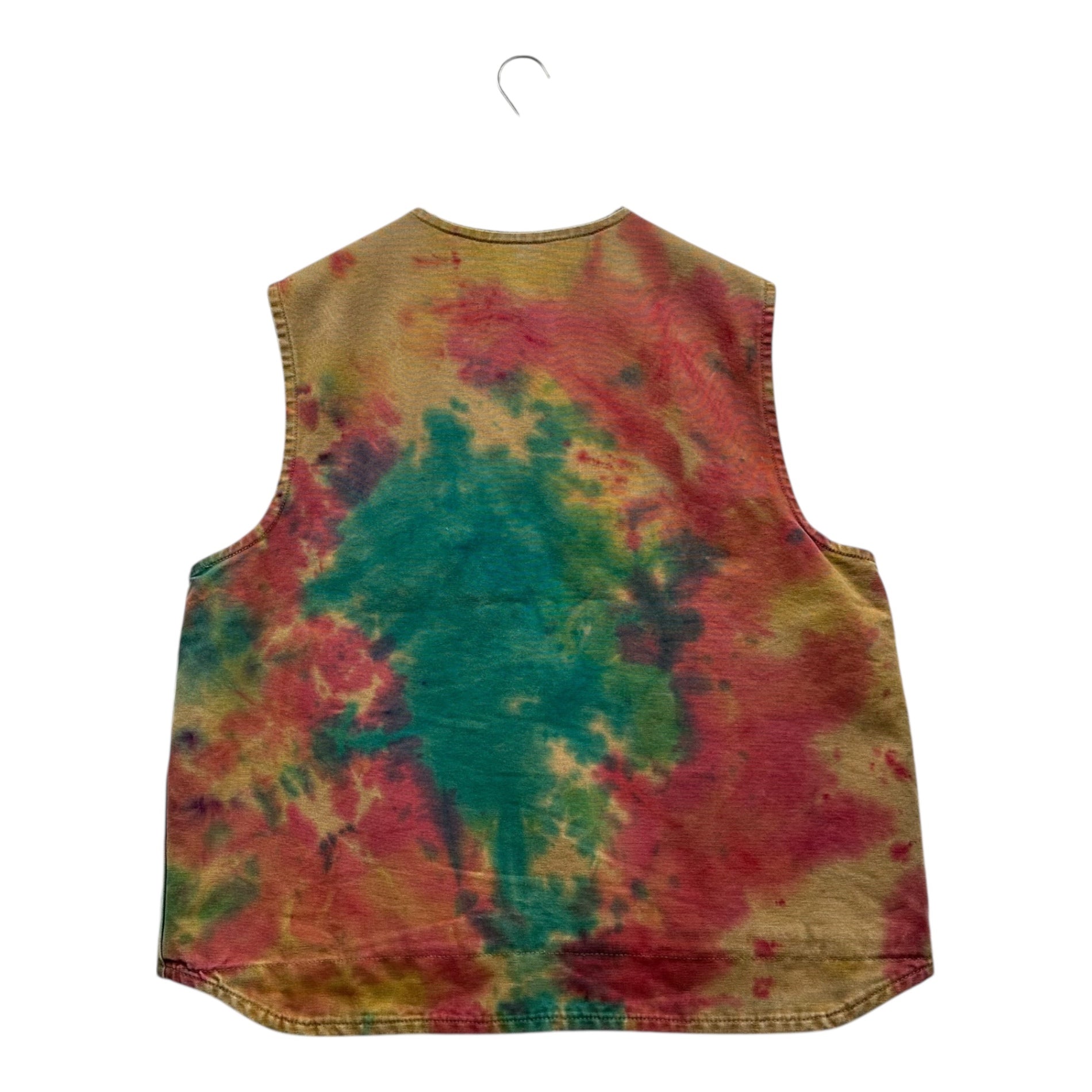 carhartt(カーハート) 00's Marble-dyed Duck Vest 90年代 マーブル ダイ ダック ベスト 2XL程度 ベージュ×レッド×ブルー