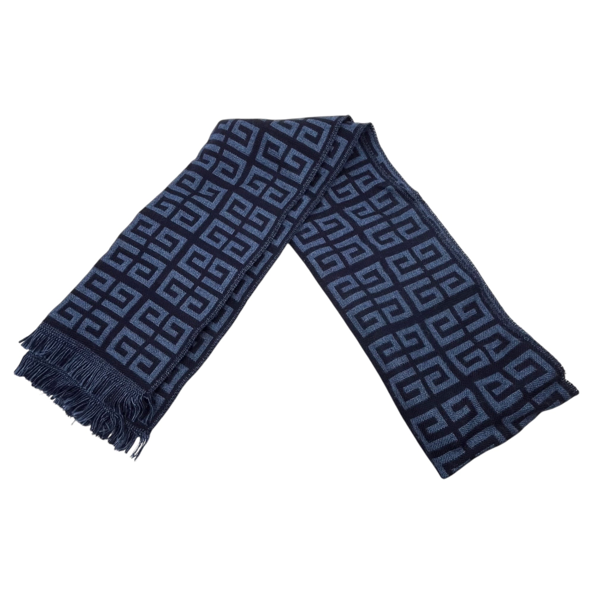 GIVENCHY(ジバンシィ) Monogram logo wool scarf モノグラム ロゴ ウール マフラー ネイビー イタリア製