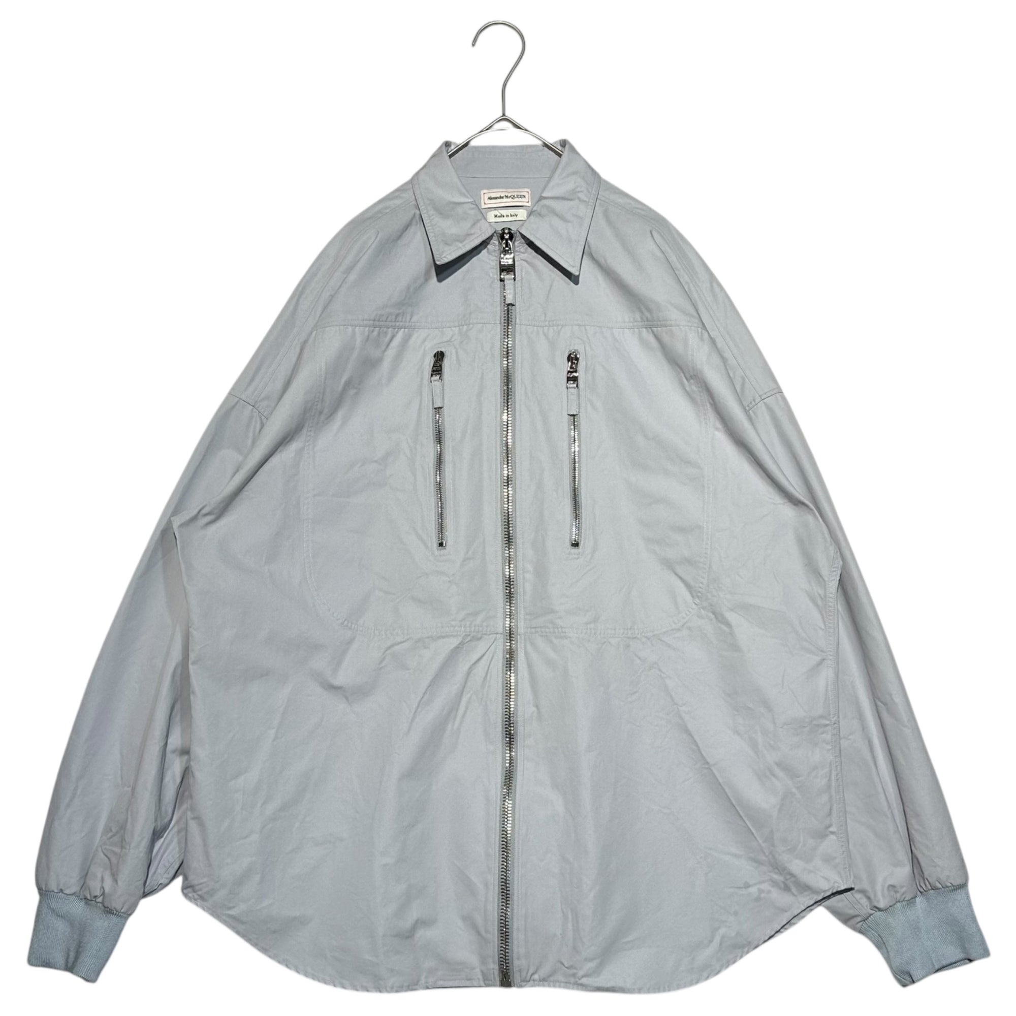 ALEXANDER MCQUEEN(アレキサンダーマックイーン) 2021s zip up long sleeve shirt jacket ジップアップ 長袖 シャツ ジャケット C-JP54-2021-1570-0221 M~L程度 ライトブルー