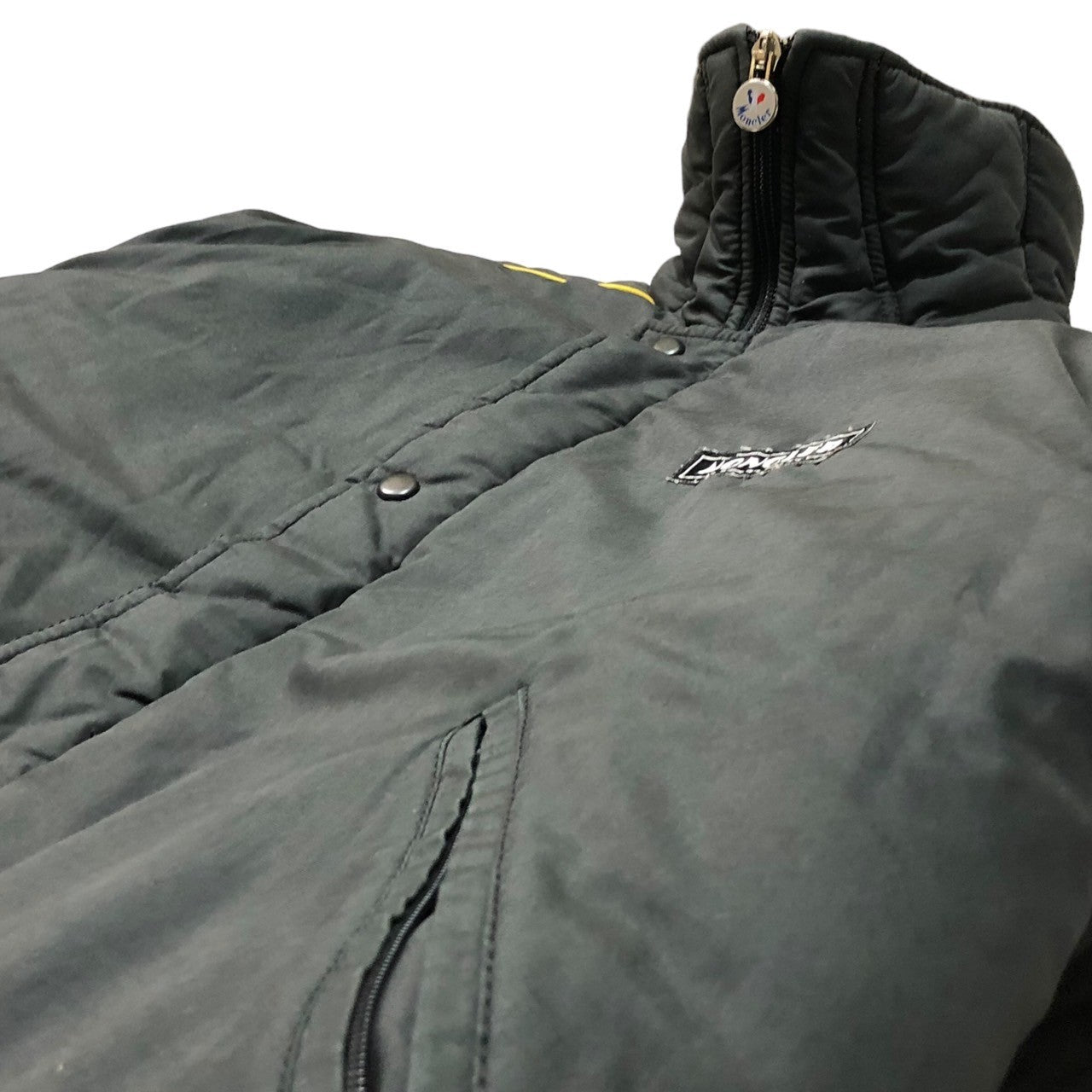 MONCLER(モンクレール) 80~90's Stand collar sleeve stitch line batting jacket スタンドカラー 袖ステッチライン 中綿 ヴィンテージ ジャケット SMQ-234 SIZE L ブラック×イエロー アシックス製造期