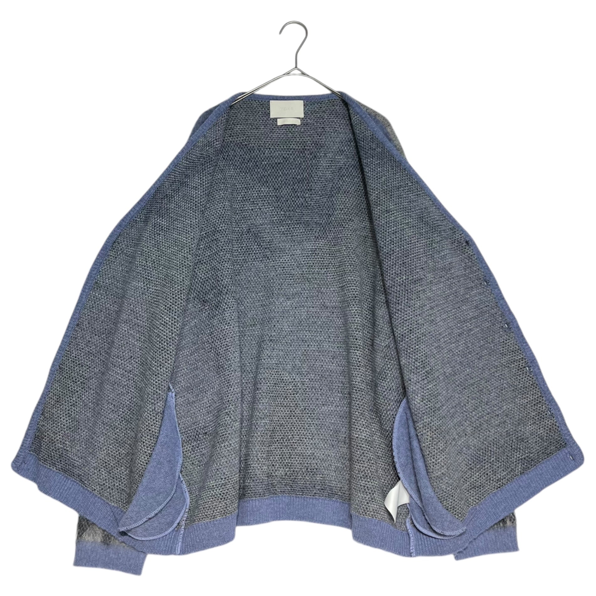YOKE(ヨーク) 21AW ROTHKO JACQUARD CARDIGAN ジャガード カーディガン モヘア タイプ YK21AW0284S-AR 3 ブルー 参考定価46,200円(税込) ニット