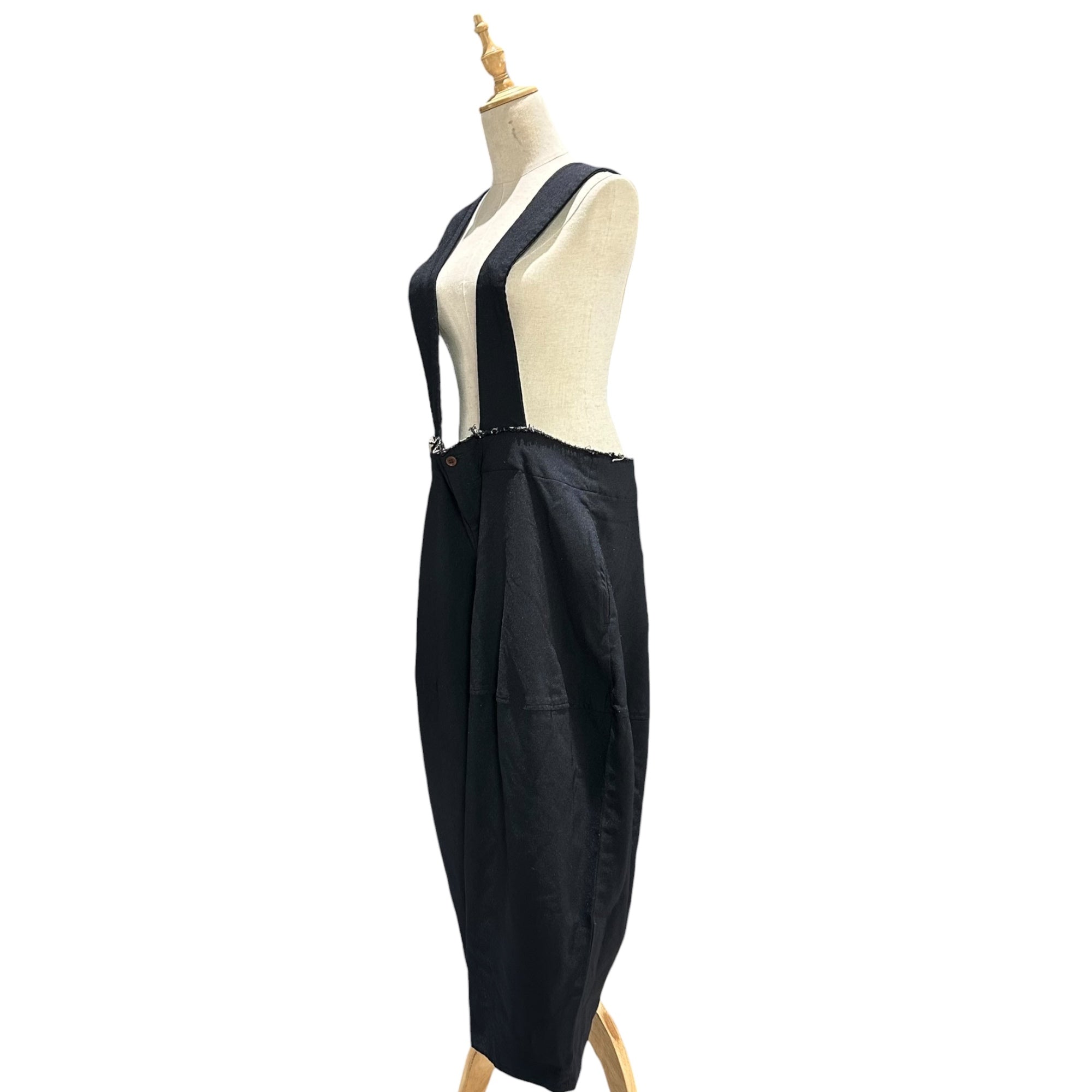 COMME des GARCONS COMME des GARCONS(コムデギャルソンコムデギャルソン) 2019AW Cut-off polyester suspender pants 断ち切り ポリエステル 吊りパンツ RD-UC01 S ブラック AD2019 サスペンダー