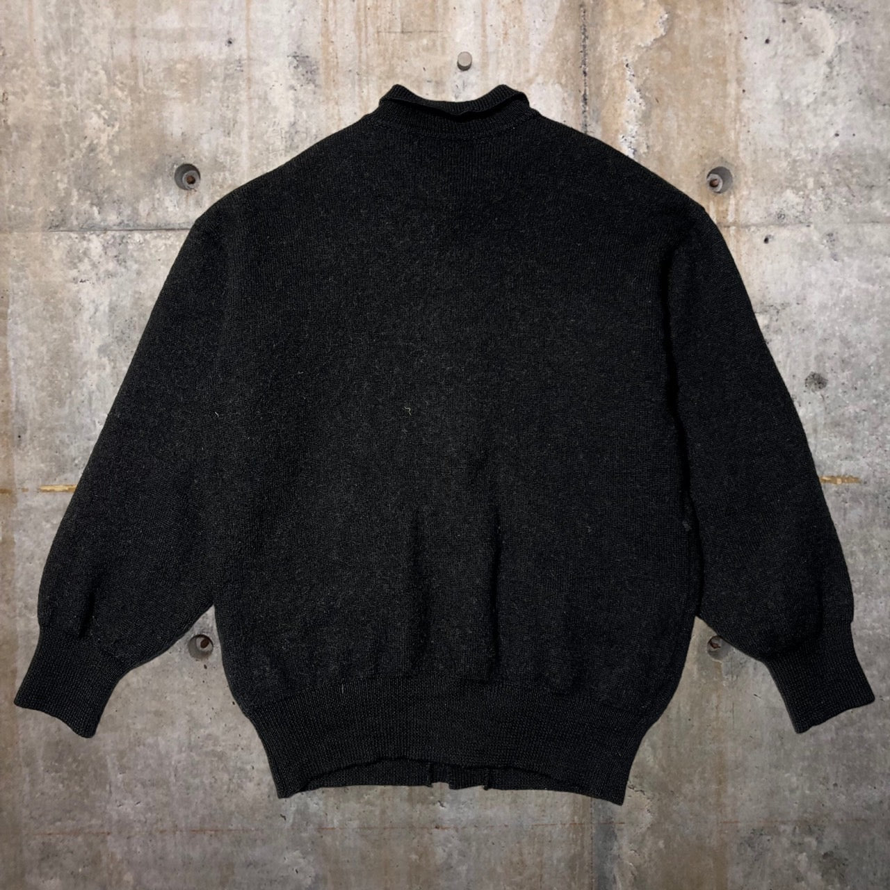 COMME des GARCONS HOMME(コムデギャルソンオム) 80'sウールニットカーディガン/ニットポロシャツ HN-080250 ブラック 川久保玲 本人期