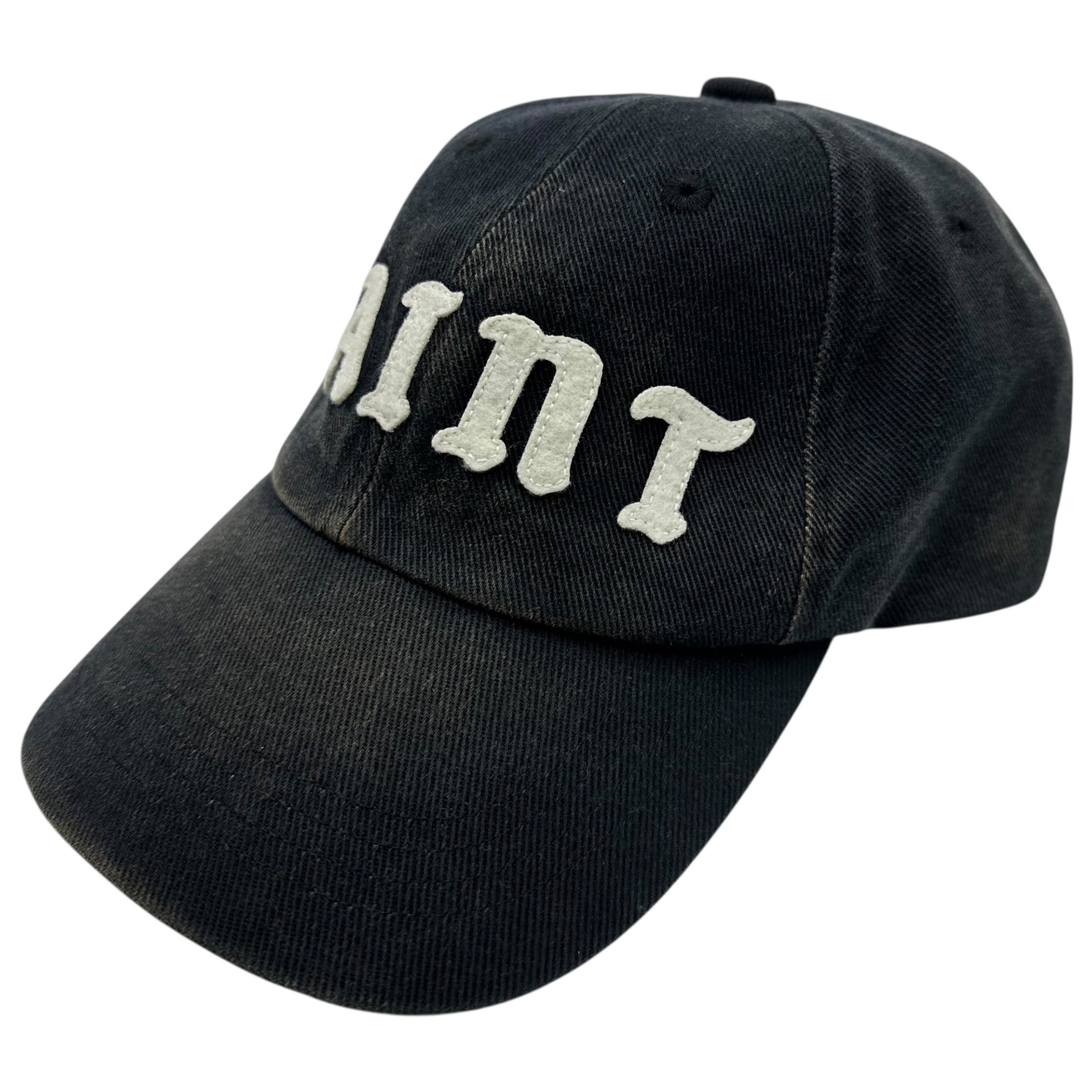 SAINT MICHAEL(セントマイケル) 25SS 6PANEL CAP / SAINT / BLACK ヴィンテージ 加工 ロゴ キャップ SM-HR-0000-179 OS ブラック 帽子