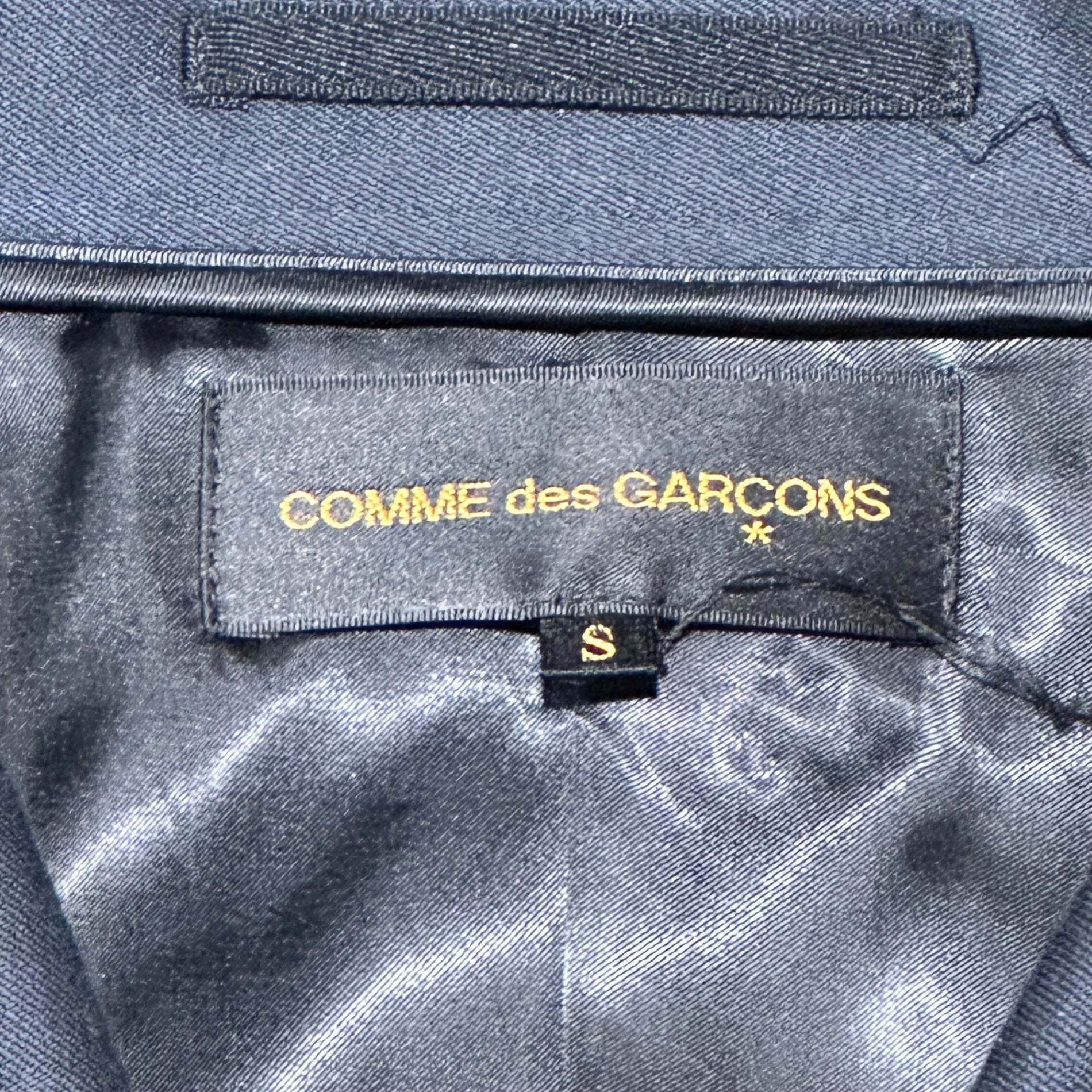 COMME des GARCONS(コムデギャルソン) Lace-embellished round collar hook button jacket レース装飾 丸襟 フックボタン ジャケット 2000年代品 S ブラック