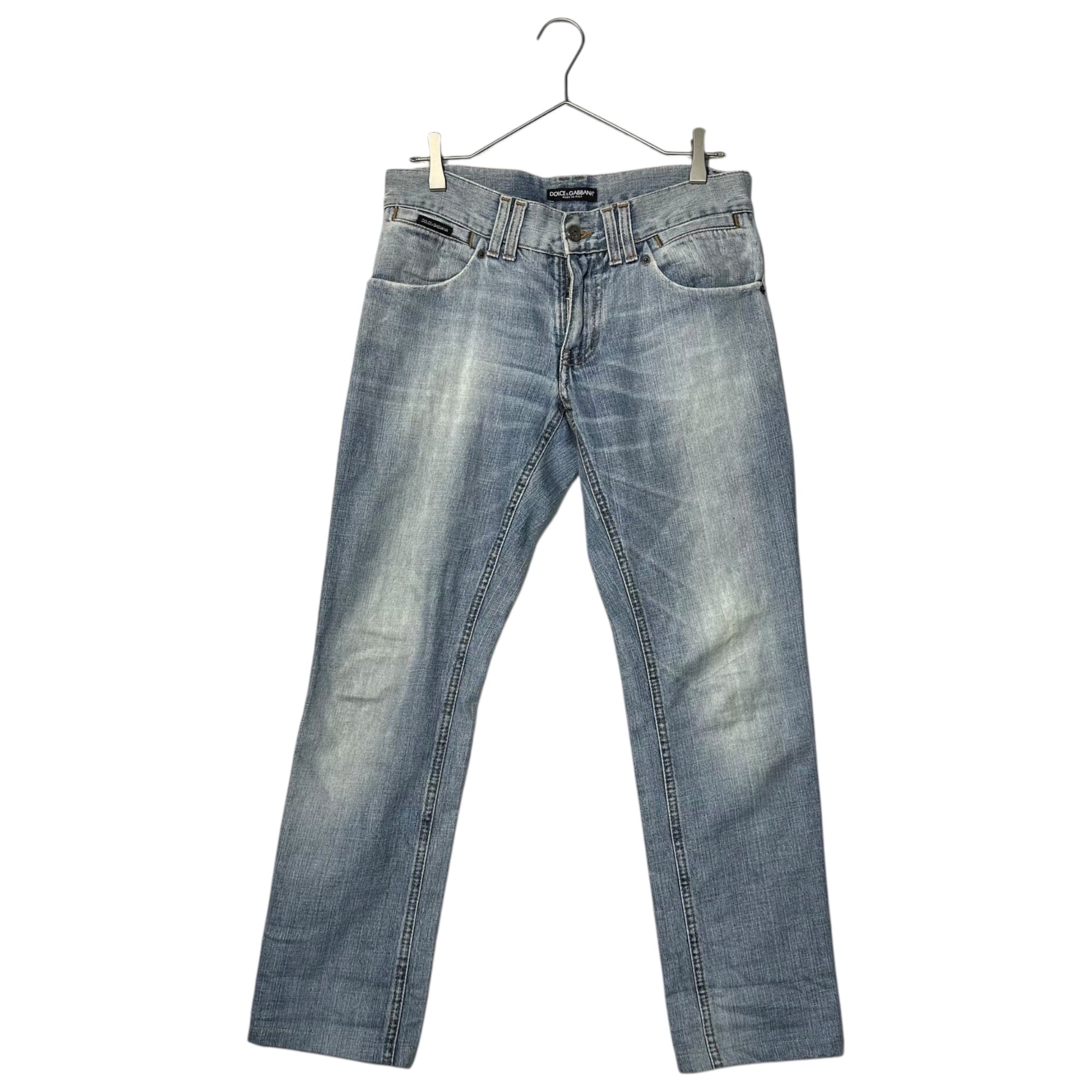 DOLCE&GABBANA(ドルチェ&ガッバーナドルガバ) Big Zip Back Logo Vintage Finish Slim Denim Pants ビッグジップ バック ロゴ ヴィンテージ加工 スリム デニム パンツ 44(XS~S程度) ライトインディゴ