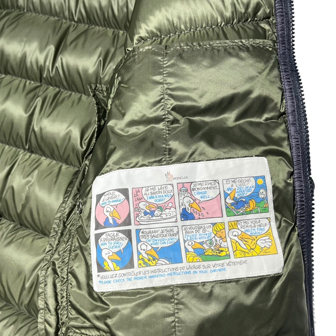 MONCLER(モンクレール) BRAMANT ダブル ロゴ ワッペン フーデット ダウン ジャケット E20914181149 1 ネイビー×オリーブ モンクレールジャパンタグ