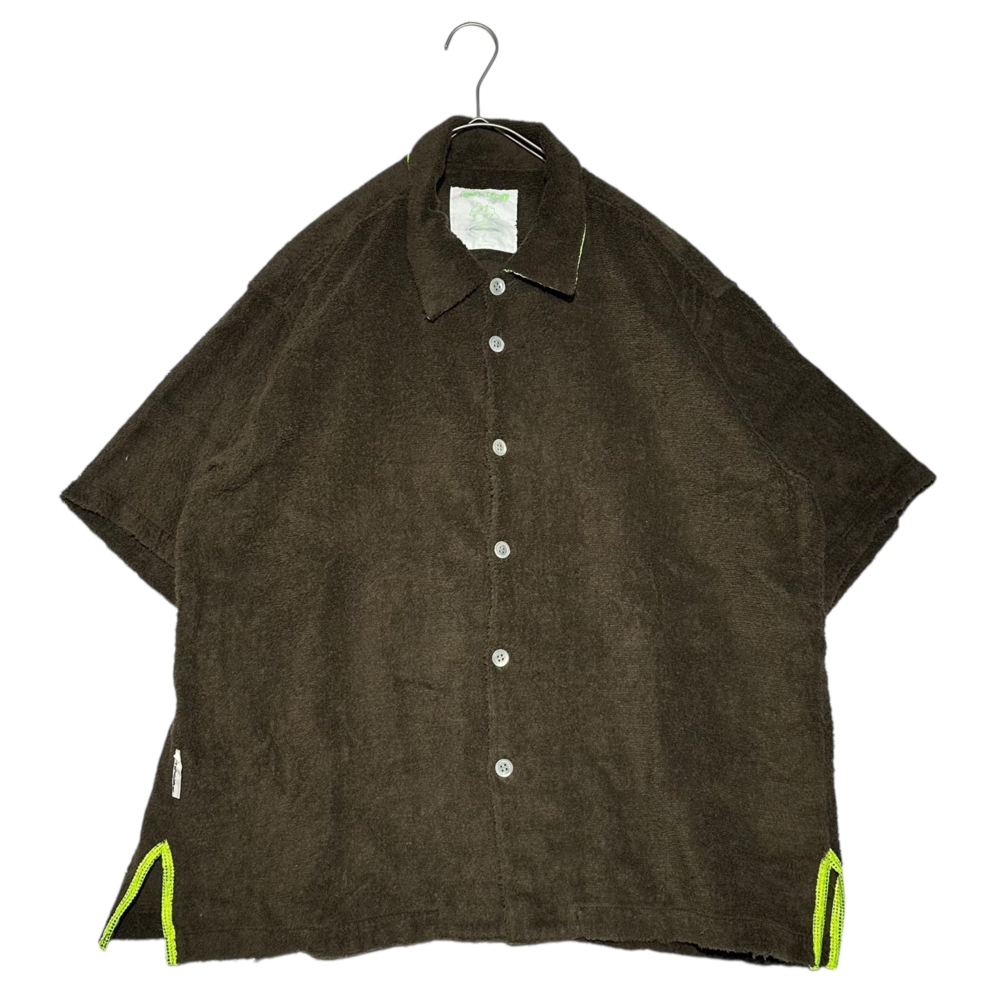 UNDERCOVER(アンダーカバー) 01SS Mesh cut-out pile fabric oversized S/S shirt メッシュ 切替 パイル地 オーバーサイズ 半袖シャツ Z233 M カーキ CHAOTIC DISCORD カオティック ディスコード
