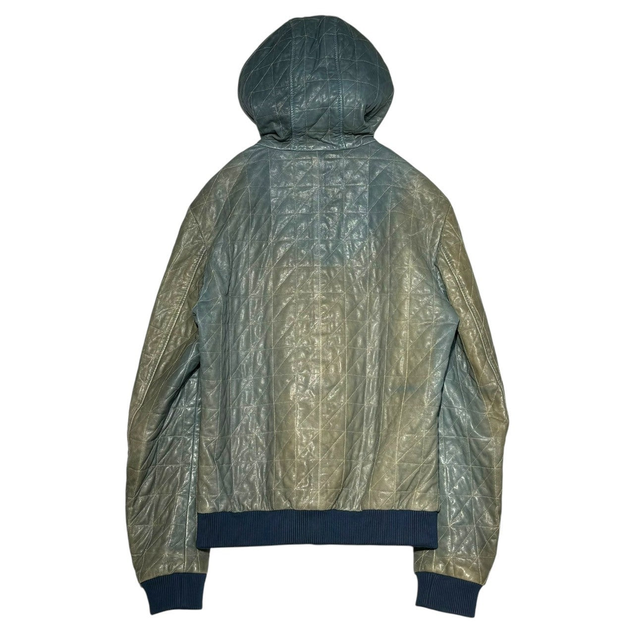 DOLCE&GABBANA(ドルチェ&ガッバーナドルガバ) Inner dot print quilted hooded leather blouson 内ドットプリント キルティング フーデッド レザー ブルゾン G9DP7L/FUL2Q 48 ブルー