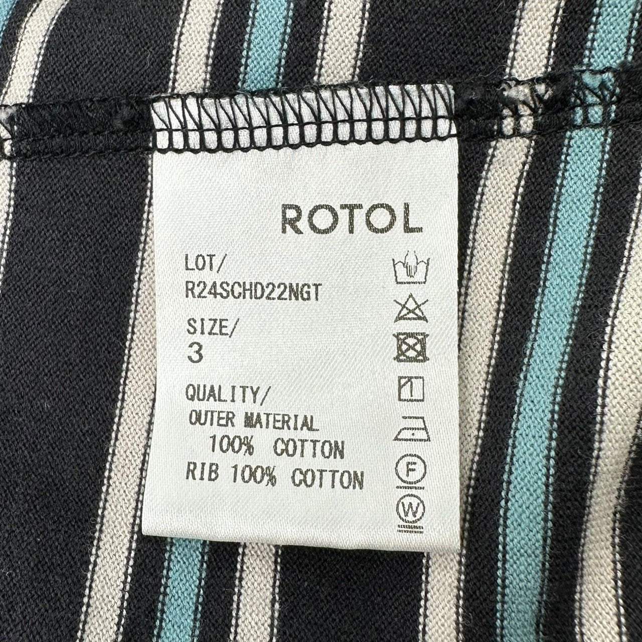 ROTOL(ロトル) 24SS WIDE TWIST LONG SLEEVE TEE BORDER ワイド ツイスト 長袖 Tシャツ ボーダー R24SCHD22NGT 3 ブラック×ブルー
