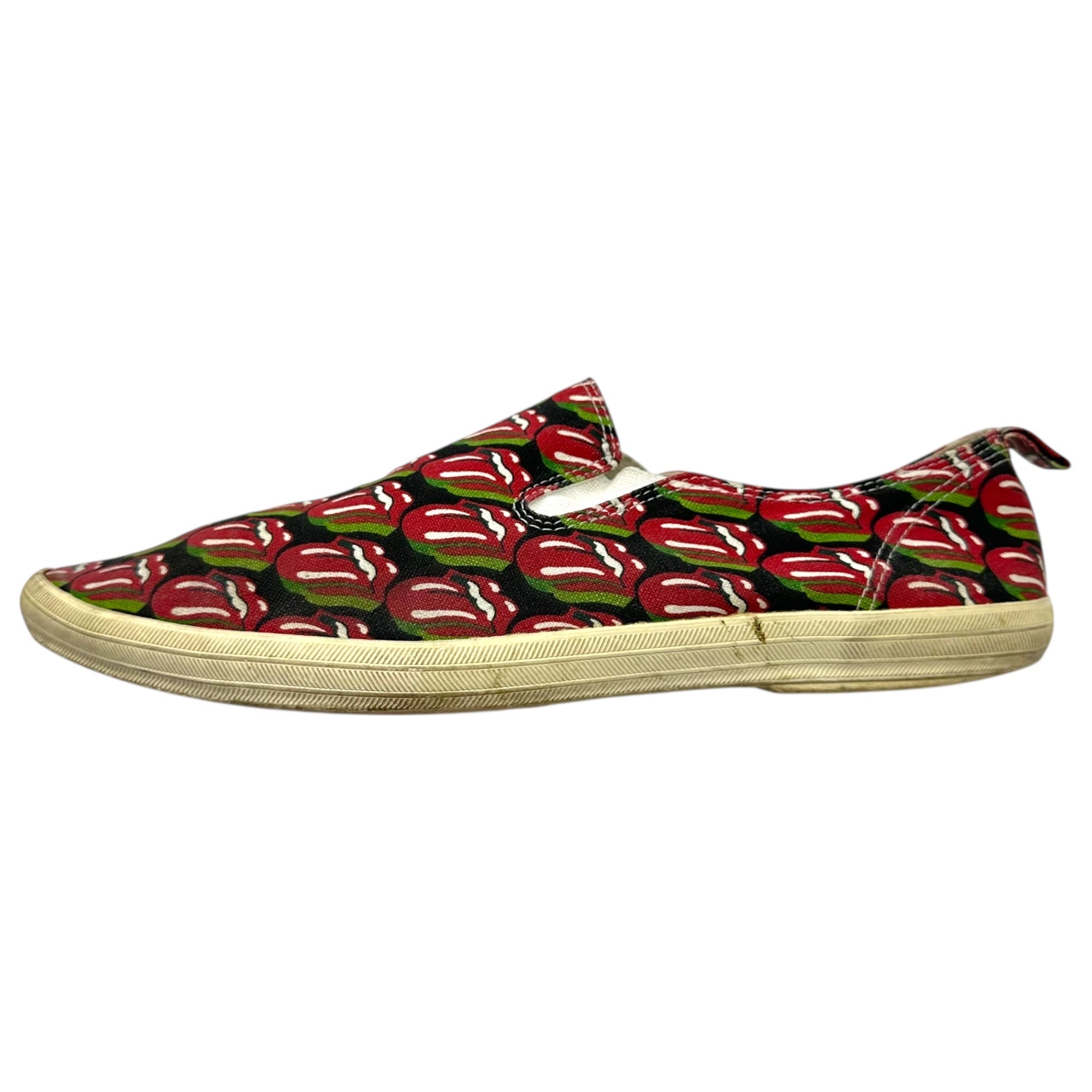 COMME des GARCONS HOMME PLUS(コムデギャルソンオムプリュス) 06SS Rolling Stones Lips & Tongue Print Slip-Ons ローリング ストーンズ リップ&タン ドット プリント スリッポン JQ20A1 27.0cm アイボリー×レッド スニーカー コラボ
